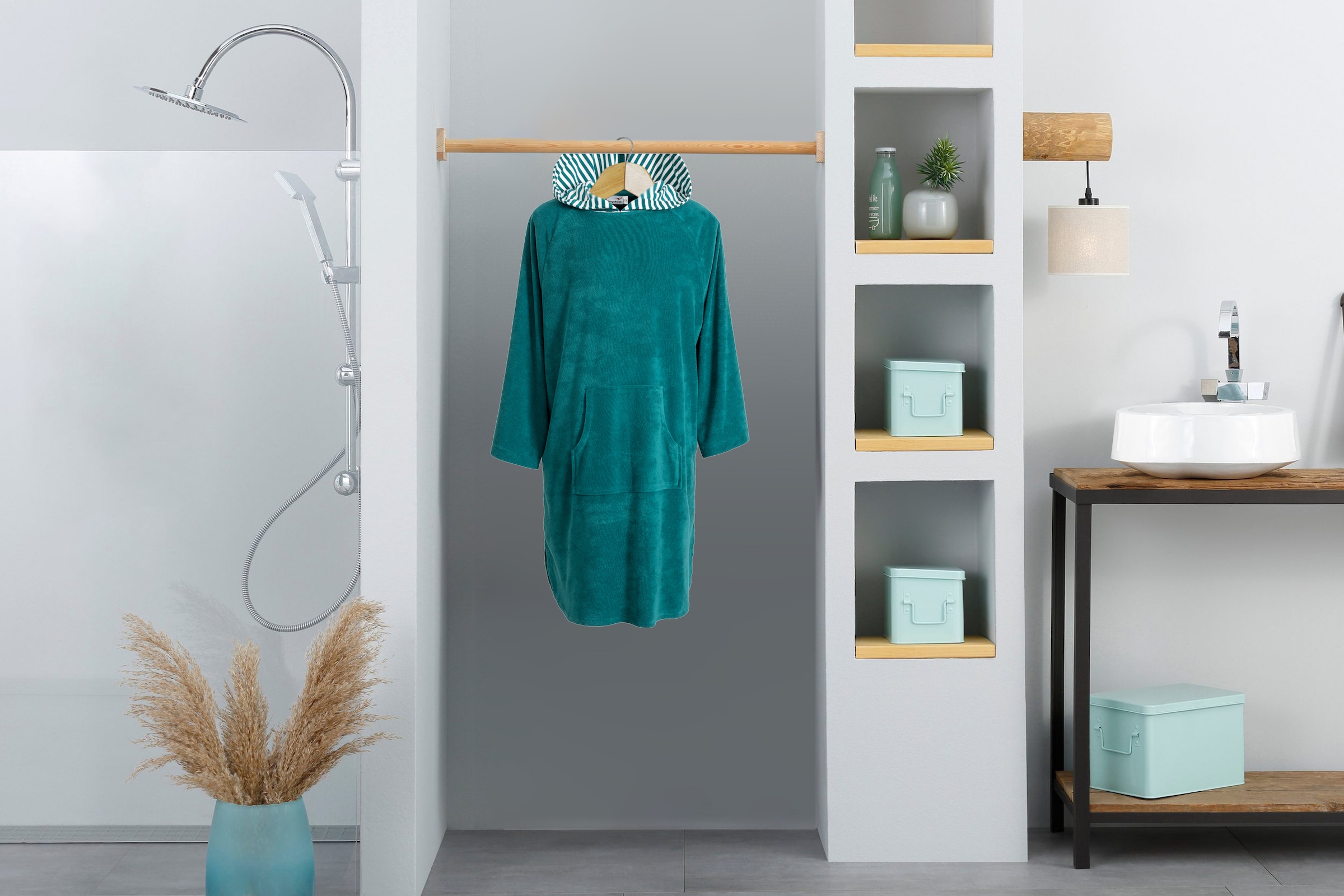 KangaROOS Badeponcho »Dalia Surfponcho, ideal für Sauna, Spa & im Urlaub« 1 Stk. weich, Uni-Farben mit Streifen, leicht, Unisex, für Damen und Herren