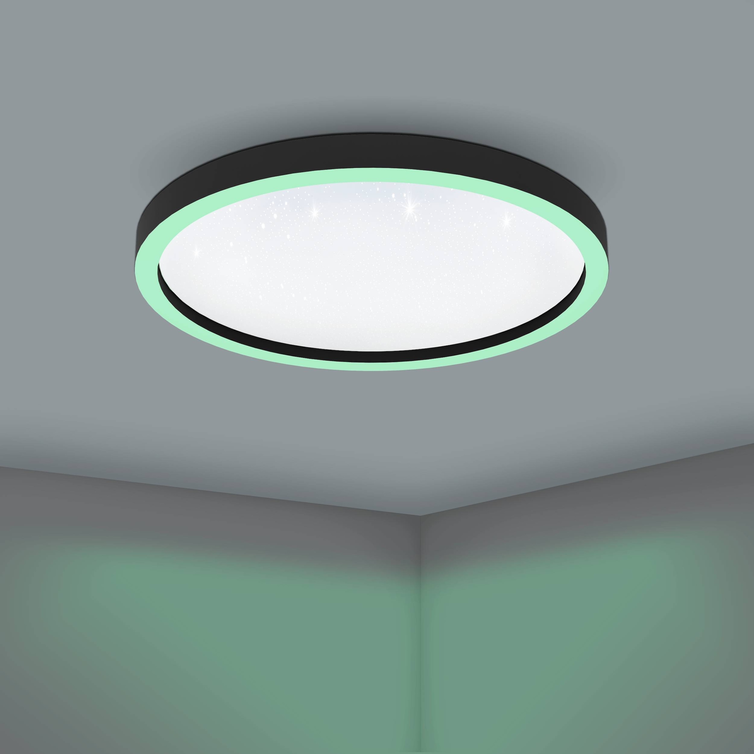 EGLO Deckenleuchte »Montemorelos-Z Deckenlampe, ZigBee 3.0, Kristall-Effekt, Flurlampe« LED-Modul 1 Stk. Kaltweiß | RGB Wand-/Deckenleuchte - H7 x Ø57 cm - schwarz - 34,5W inkl.