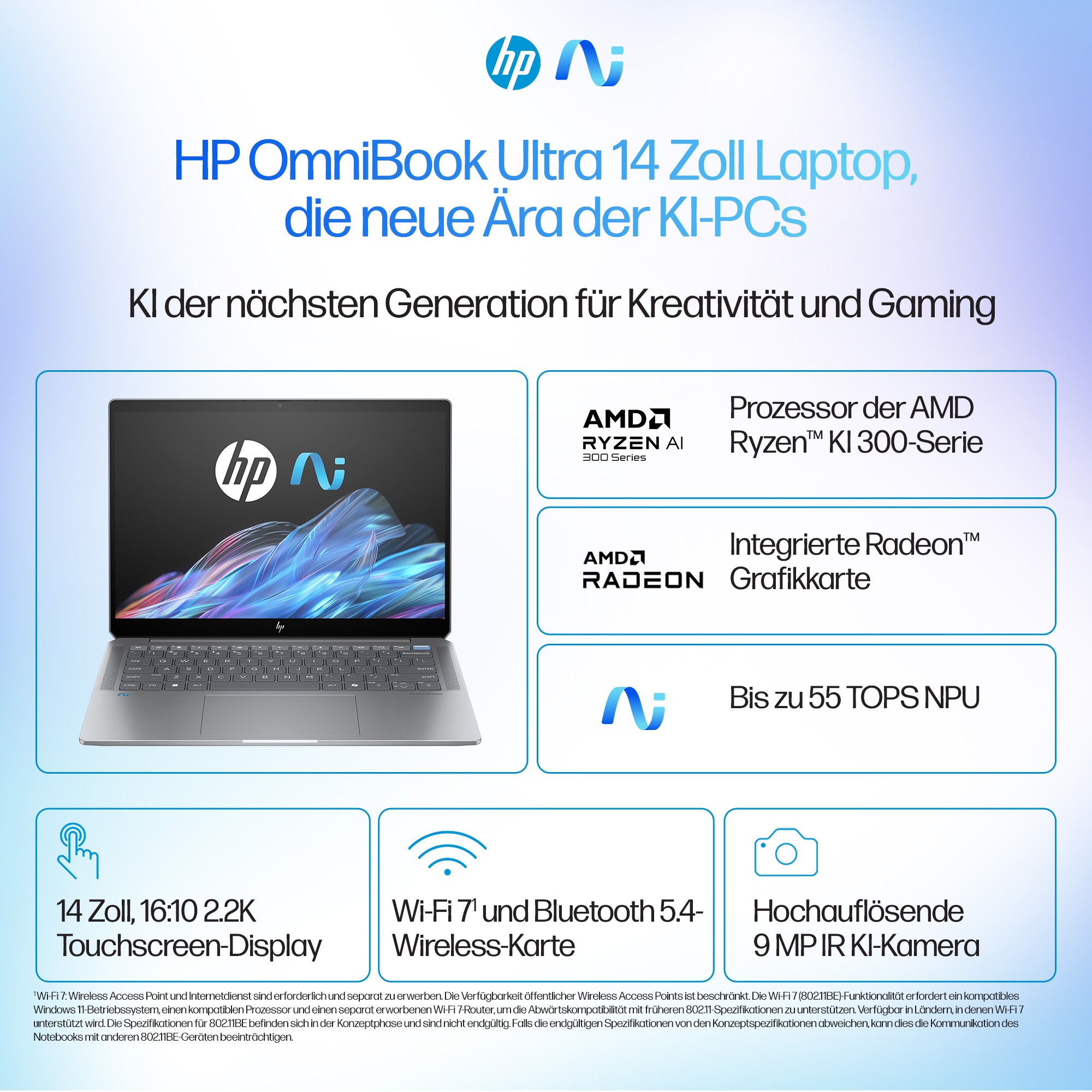 HP Notebook »HP OmniBook Ultra 14-fd0094ng«, 35,56 cm, / 14 Zoll, AMD, Ryzen™ AI 9, 1000 GB SSD