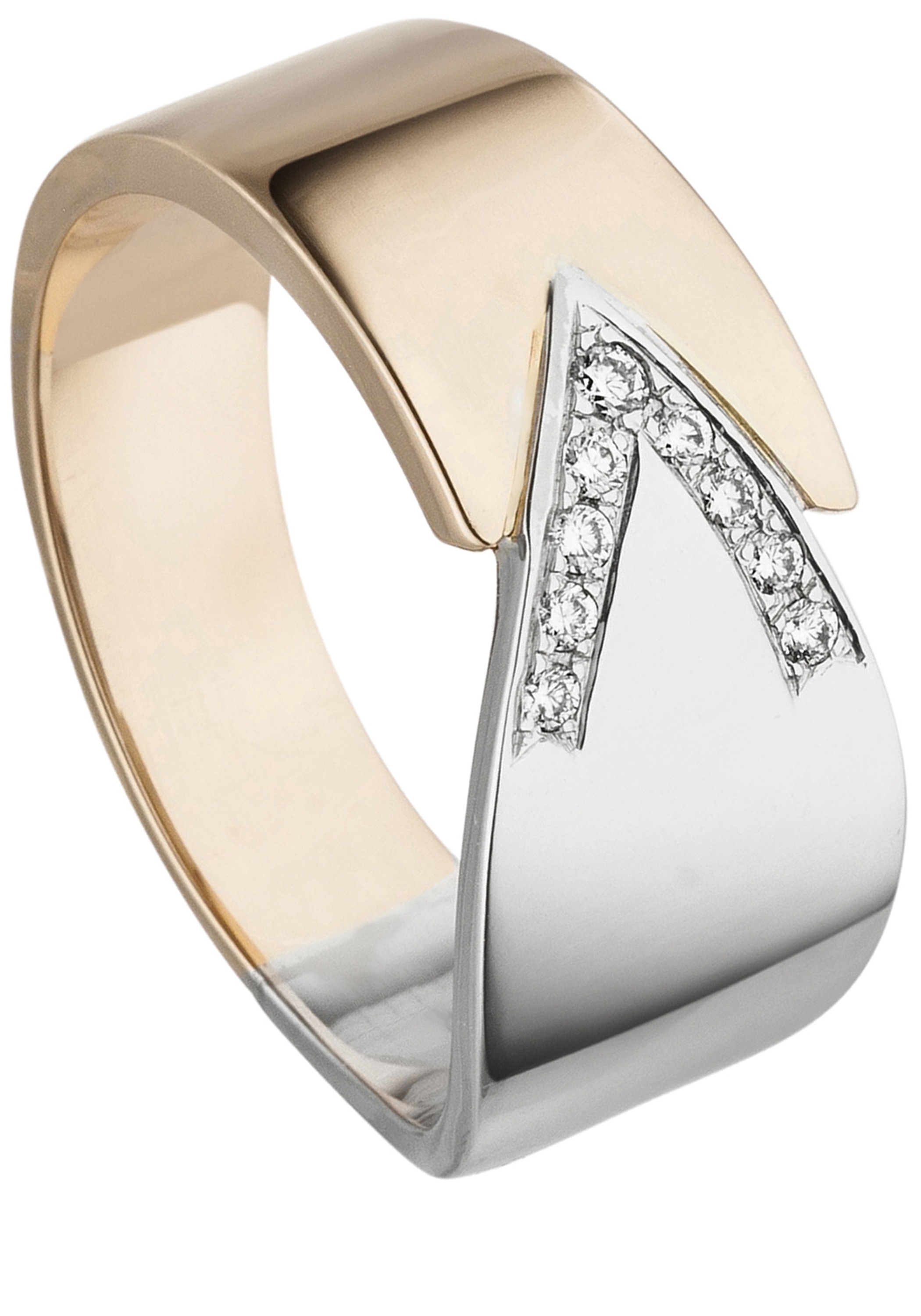 585 Diamanten« 9 JOBO bicolor »Ring mit Fingerring Gold