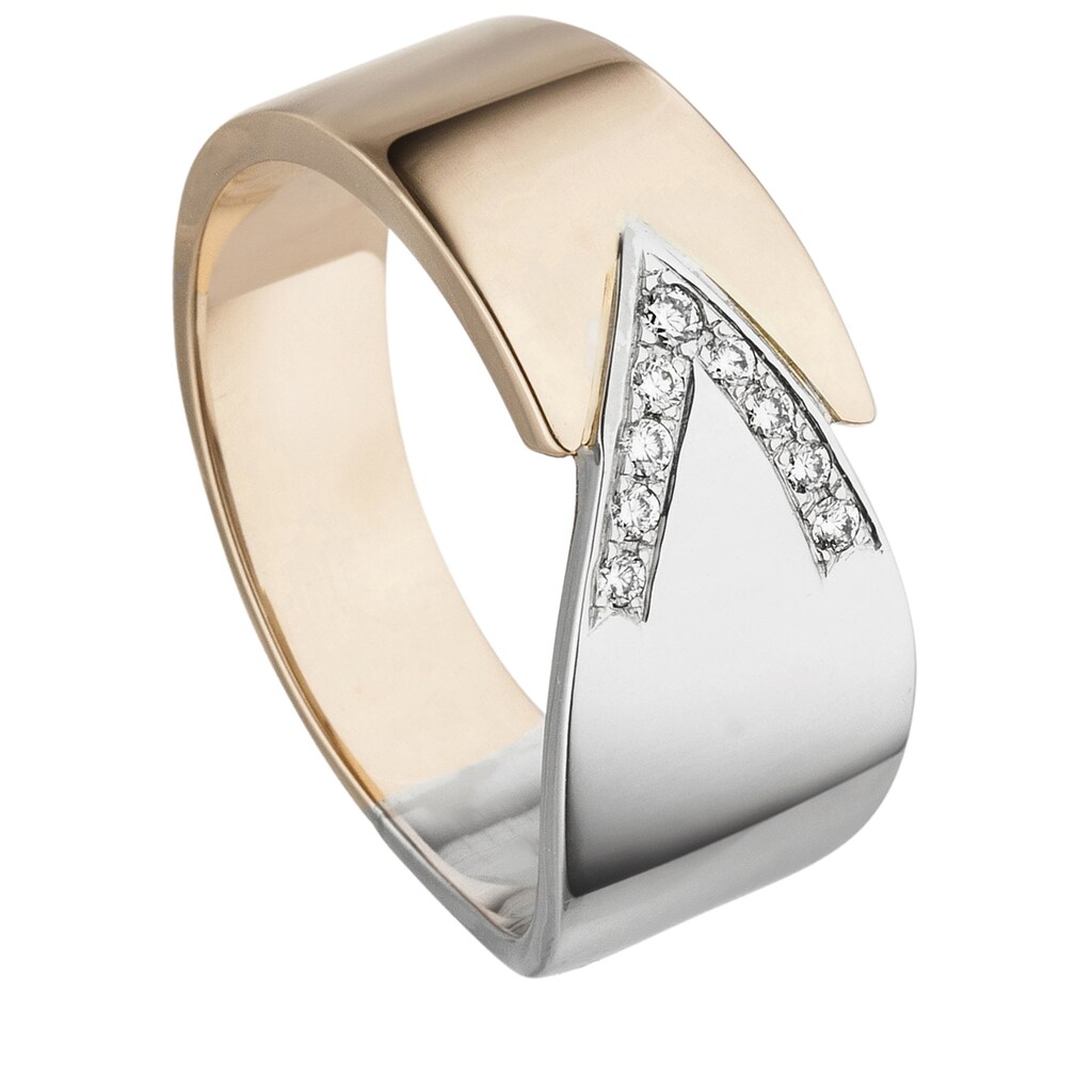 JOBO Fingerring »Ring mit 9 Diamanten« 585 Gold bicolor