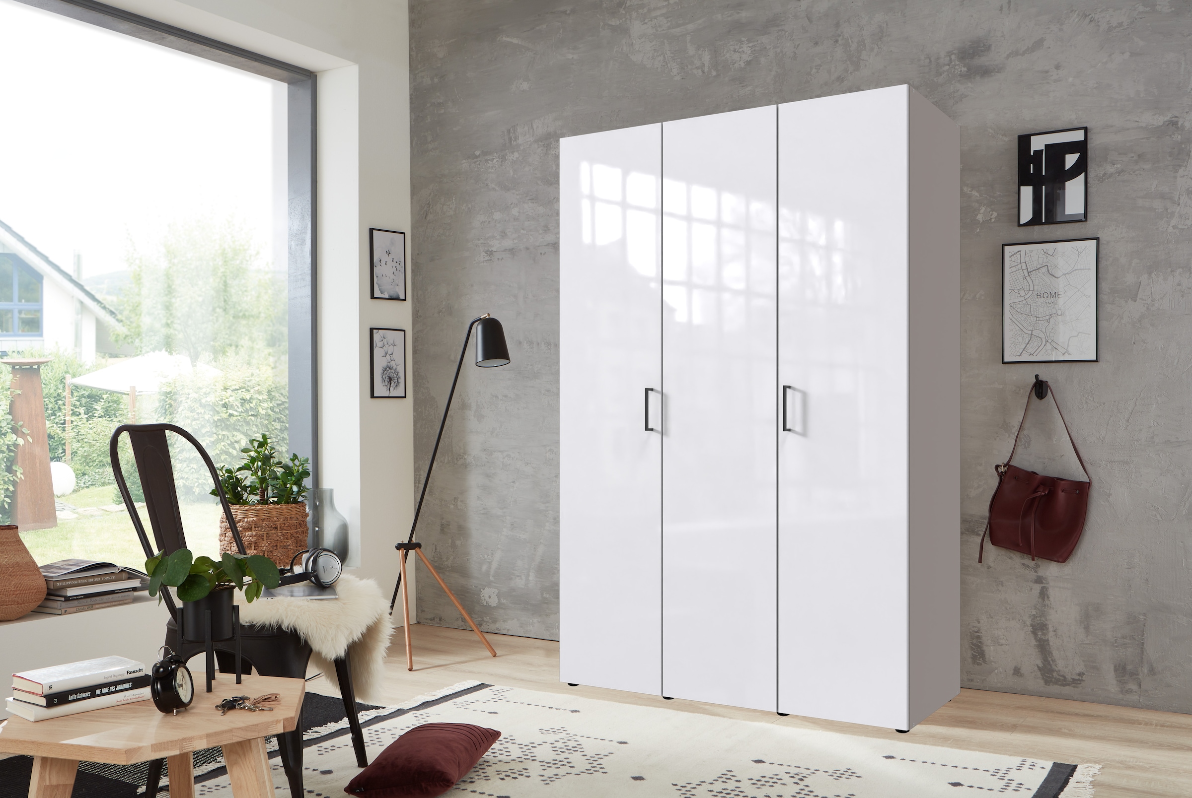 Wimex Kleiderschrank »Mugano,in 8 Breiten,3 Höhen,2 Tiefen, viele Farben, Made in Germany«, (in Basic oder Premium Ausstattung mit 2 weiteren Einlegeböden), mit langen oder kurzen Griffen aus Metall, mit oder ohne Spiegel