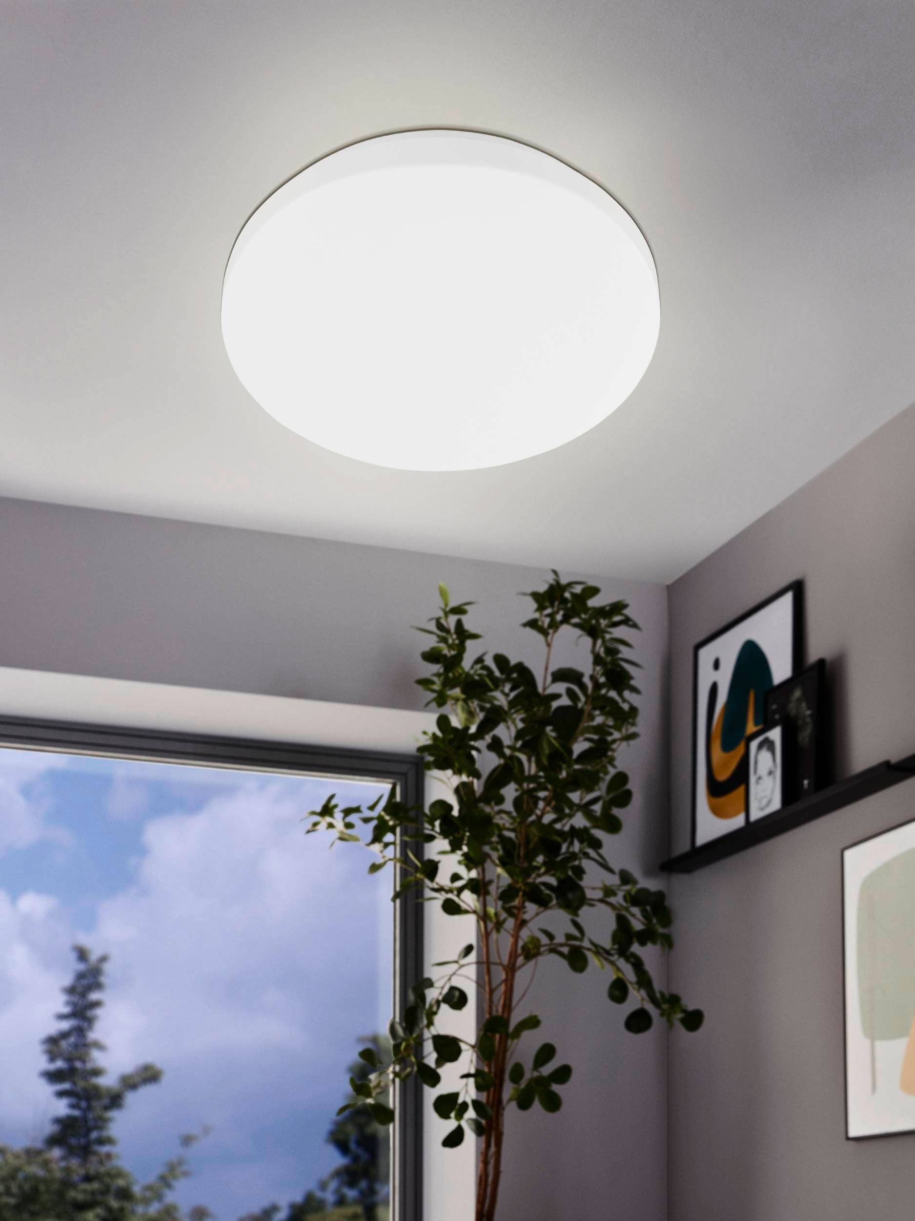 EGLO LED Deckenleuchte »POGLIOLA Deckenlampe rund, Aufbaulampe, flache Bauweise«, 1 flammig, Leuchtmittel LED-Modul | LED fest integriert, Ø26cm, Deckenleuchte, für Schlafzimmer und Flur, Lampe weiß, Leuchte