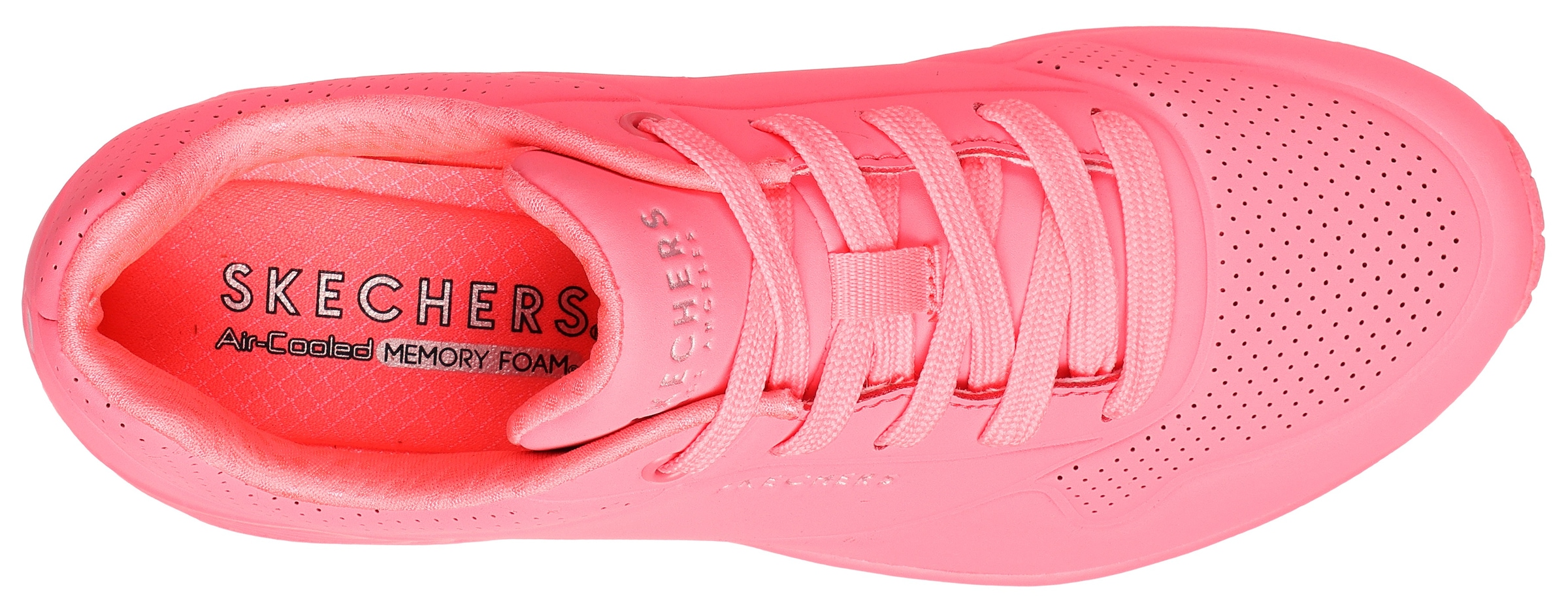 Skechers Wedgesneaker »Uno - Stand on Air«, mit feiner Perforation, Freizeitschuh, Halbschuh, Schnürschuh