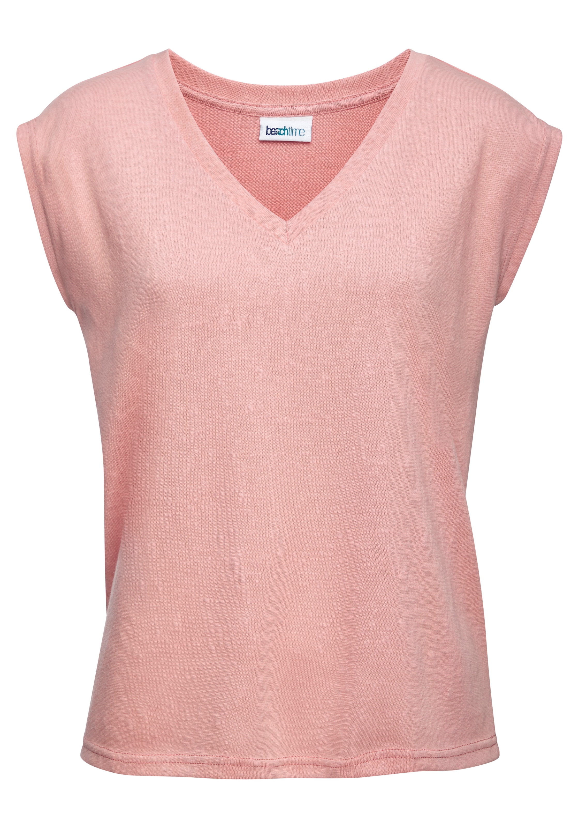 Beachtime by Lascana V-Shirt »aus leichter Strukturware mit Effektgarn« luftiges Sommershirt, T-Shirt mit V-Ausschnitt, Strandshirt, casual