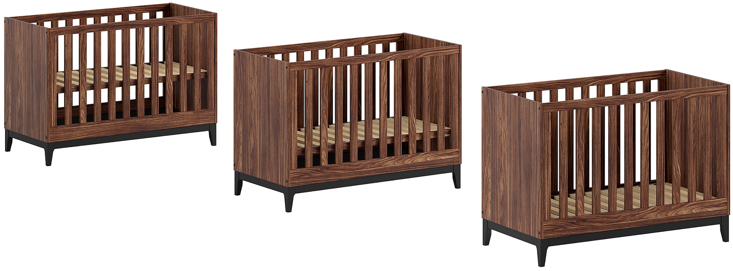 Vipack Babybett »Ilyas 60 x 120 cm inkl. 3-fach verstellbarem Lattenrost« Pflegeleichte Oberfläche in Dekor Nussbaum