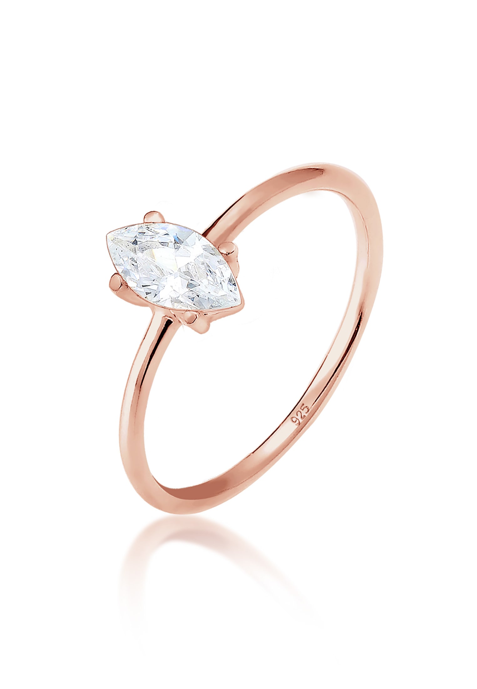 ELLI Damen Verlobungsring "Ring Verlobung Marquise Zirkonia Stein 925 Silber", 52, Silber 925 (Sterlingsilber), rosa, Silber 925 (Sterlingsilber),