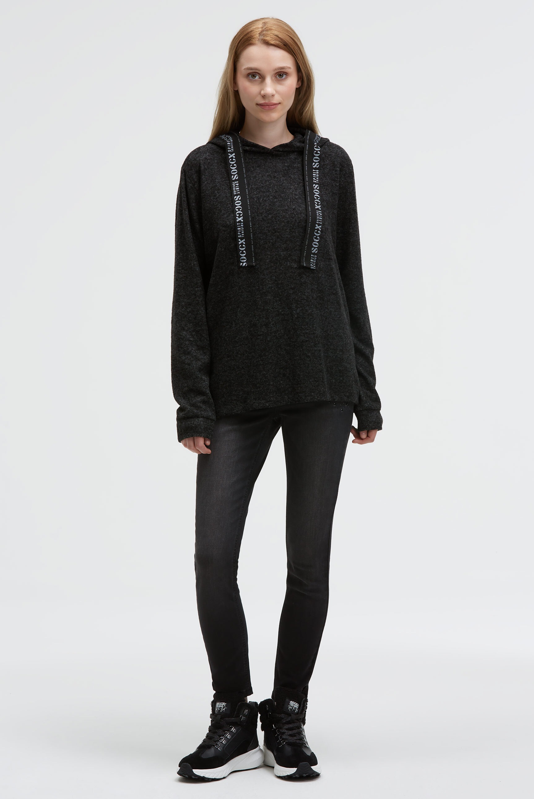 SOCCX Kapuzenpullover, aus Feinstrick