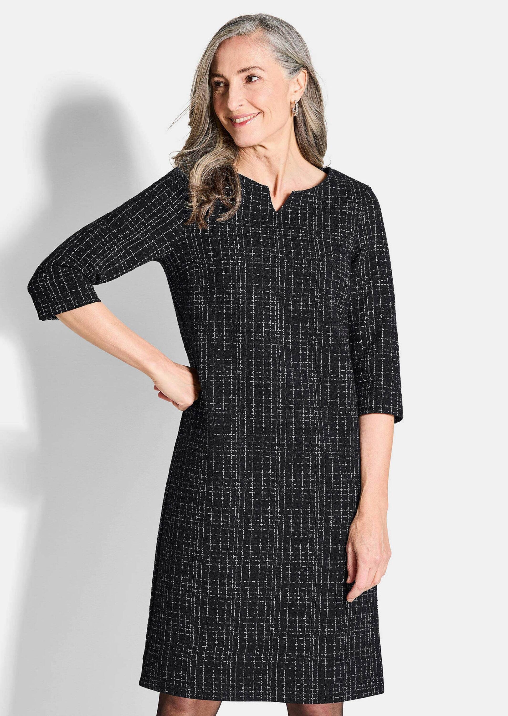 GOLDNER Jerseykleid »Kurzgröße Jerseykleid in Tweed-Optik mit feinem Glanz«