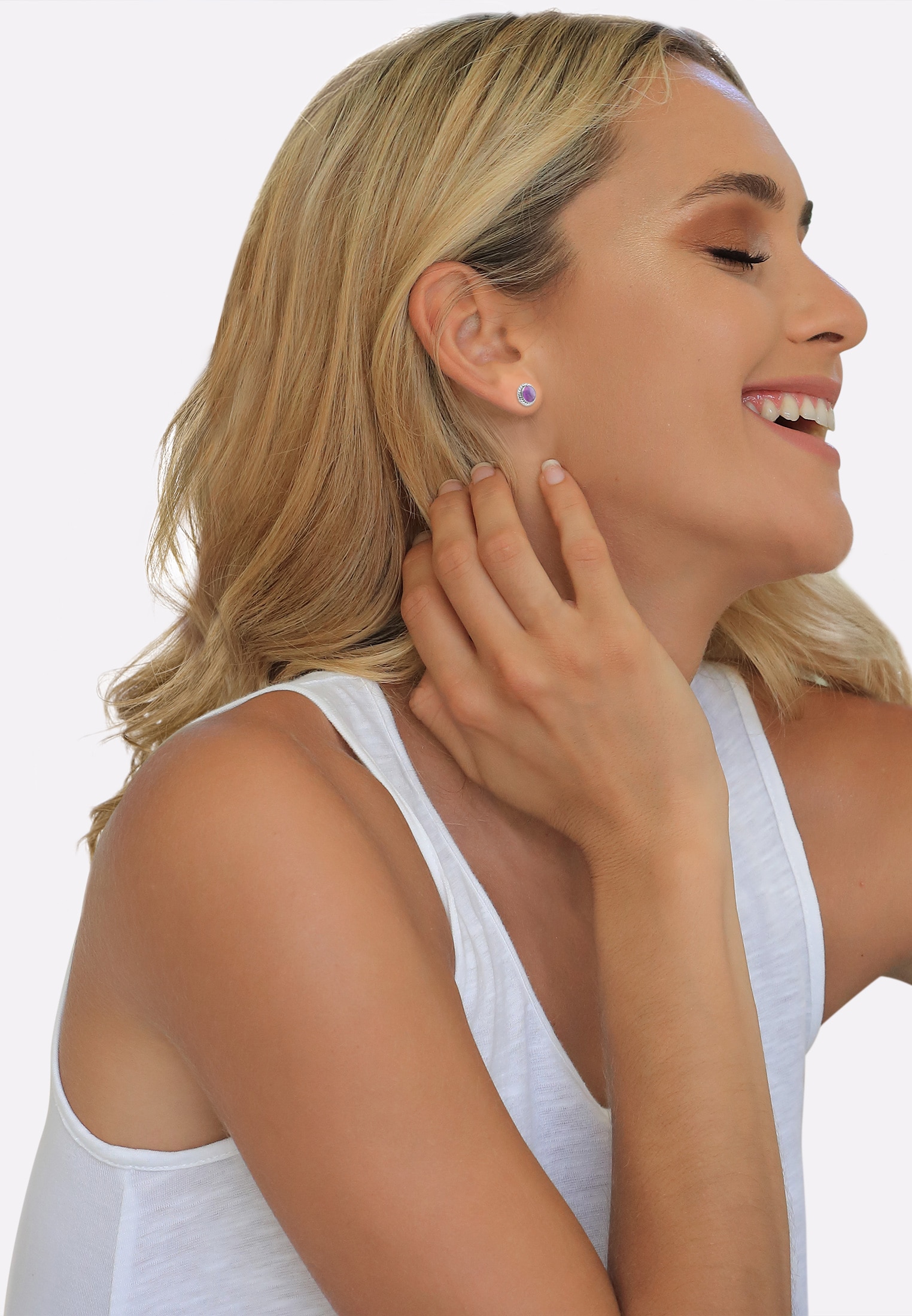 Nenalina Paar Ohrstecker »Amethyst Geburtsstein Februar Trend 925 Silber«