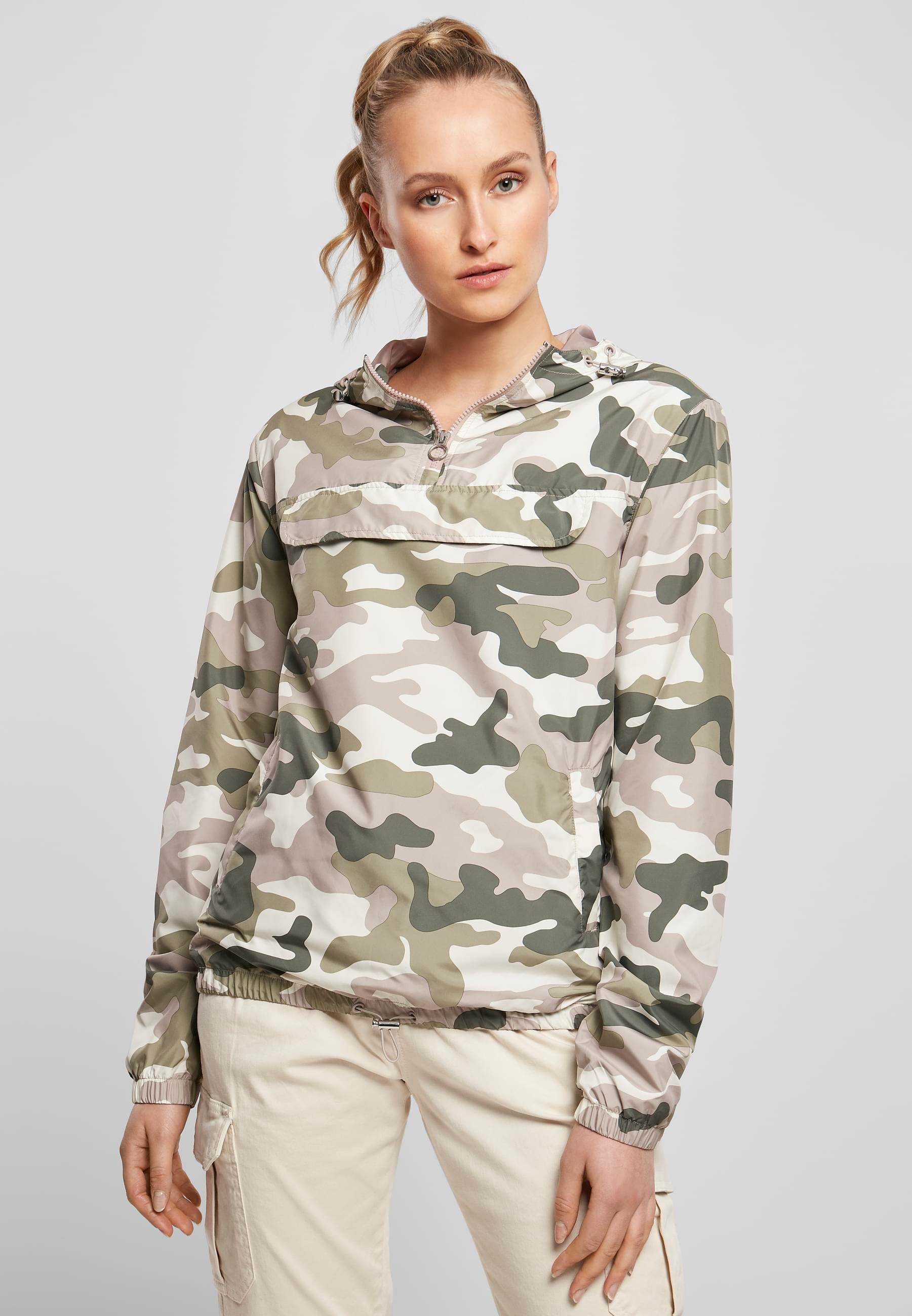URBAN CLASSICS Windbreaker »Urban Classics Damen Ladies Camo Pull Over Jacket«, (1 St.), mit Kapuze