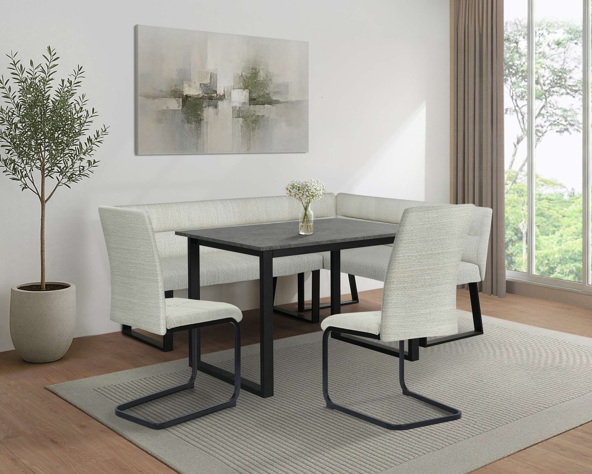 OTTO home Eckbankgruppe "Barcell/Ivanna/Calgoty" Set, Eckbankgruppe mit Tisch, Eckbank, Stühle, 4 tlg. Sitzgruppe, Eckbank und Stühle bequem gepolstert, Tisch 120x80 cm