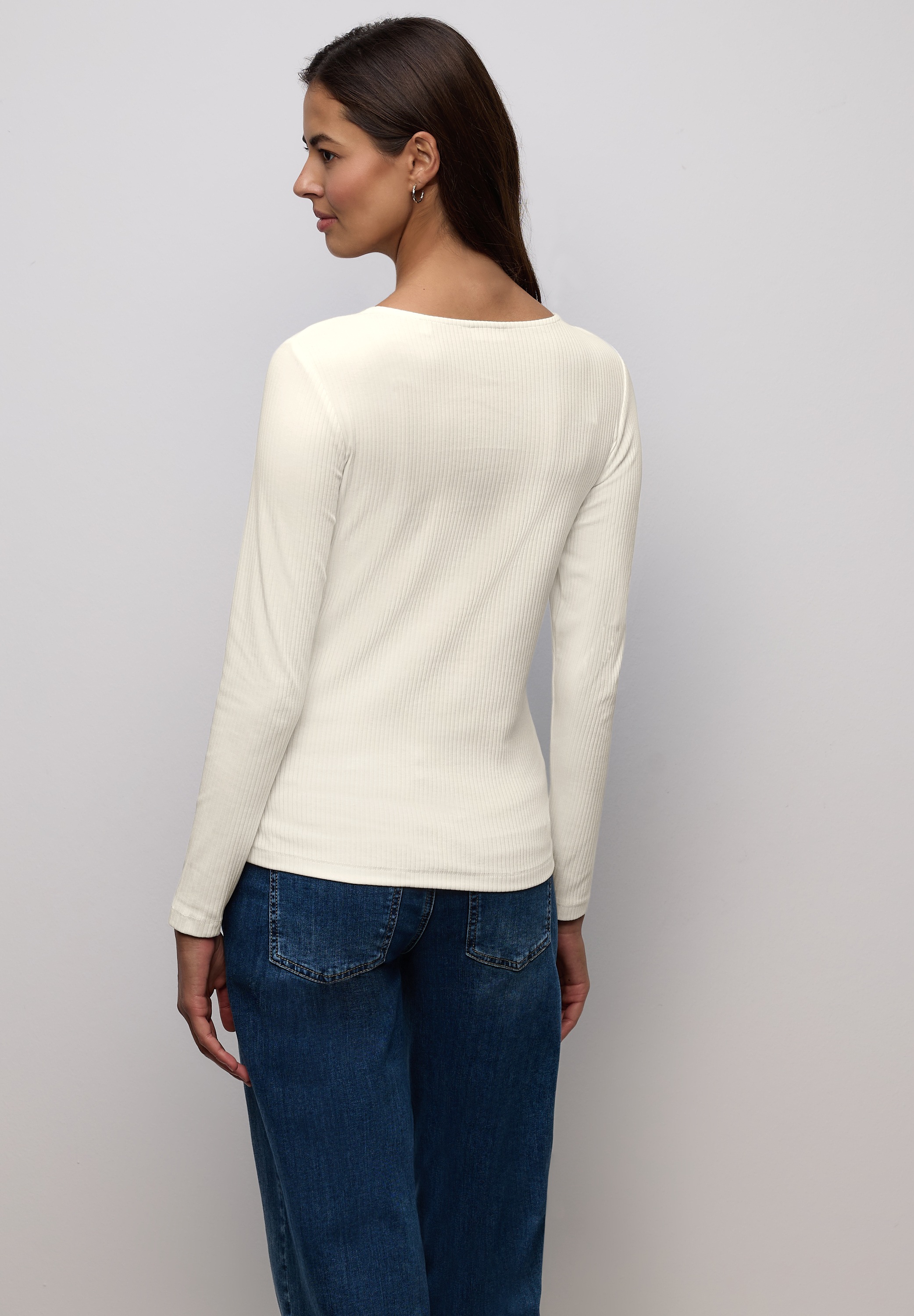 STREET ONE Langarmshirt aus Baumwolle mit Stretchante günstig online kaufen