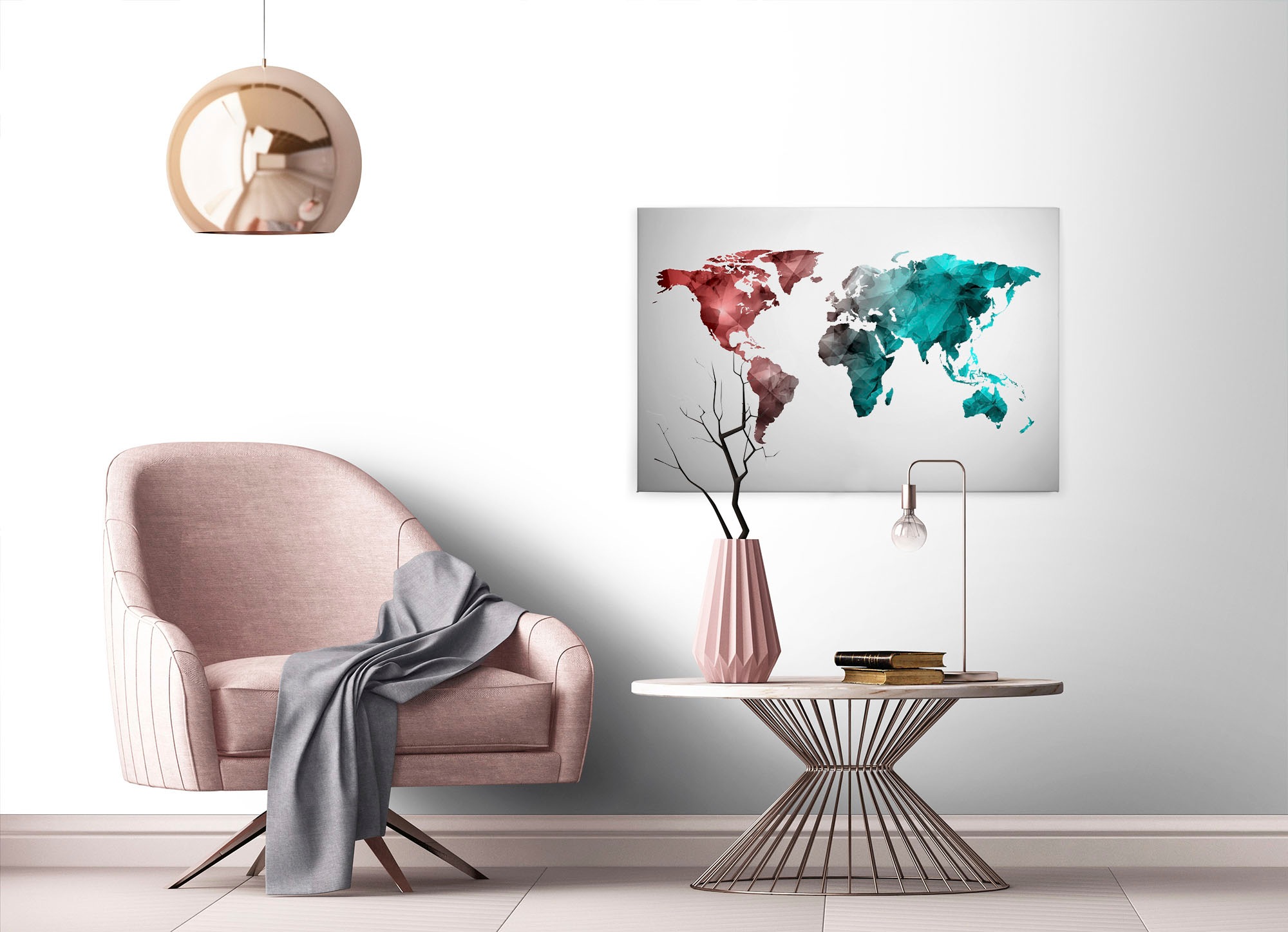 A.S. Création Leinwandbild »World Graphic«, Kunst-Weltkarte-Kinder, (1 St.), Atlas Weltkarte Bunt Aquarell Keilrahmen Leinwand-Bild Wohnzimmer Wand
