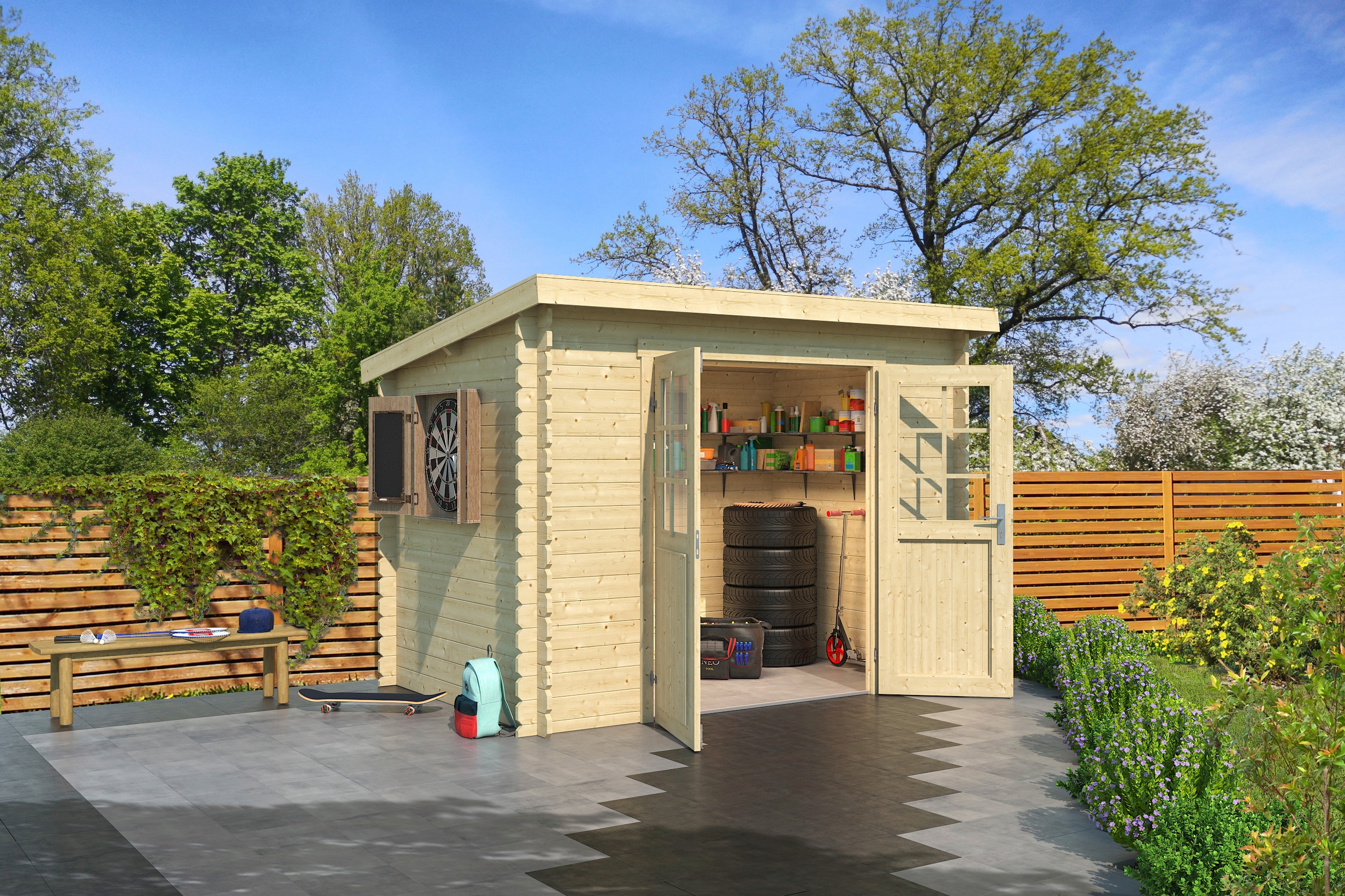 LASITA MAJA Gartenhaus "San Jose 175" Blockbohlenhaus 28mm