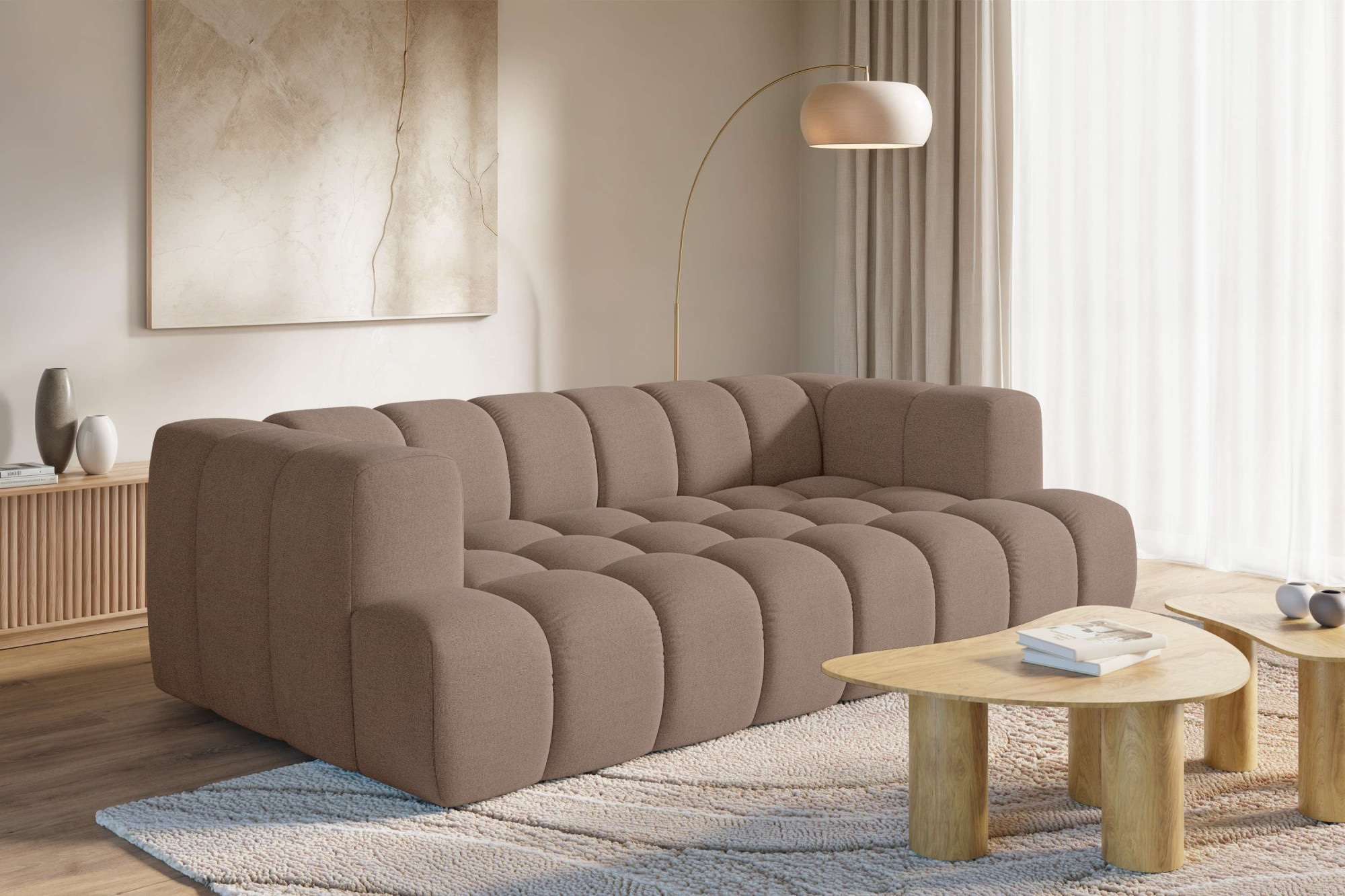 homsy by Ana Johnson Big-Sofa ""XL" BOUBELLE Design-Sofa extra tief, Bubble-Optik, Breite 246 cm" 4-Sitzer mit Wellenunterfederung, XL Sitztiefe 100 cm