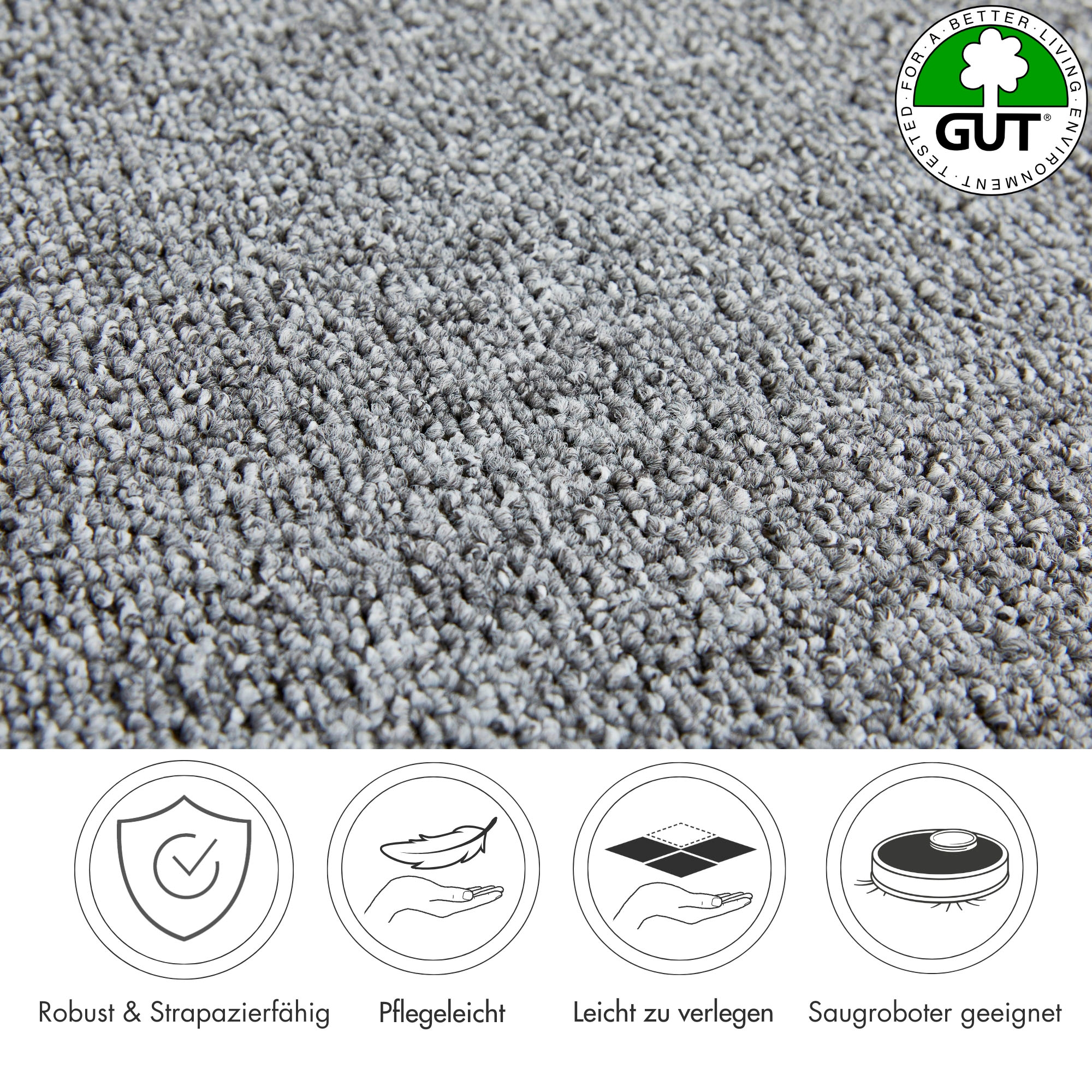 Andiamo Teppichboden »Luton, Feinschlinge, Made in Netherlands«, rechteckig, 4,5 mm Höhe, meliert, Breite 400 cm oder 500 cm, strapazierfähig & pflegeleicht