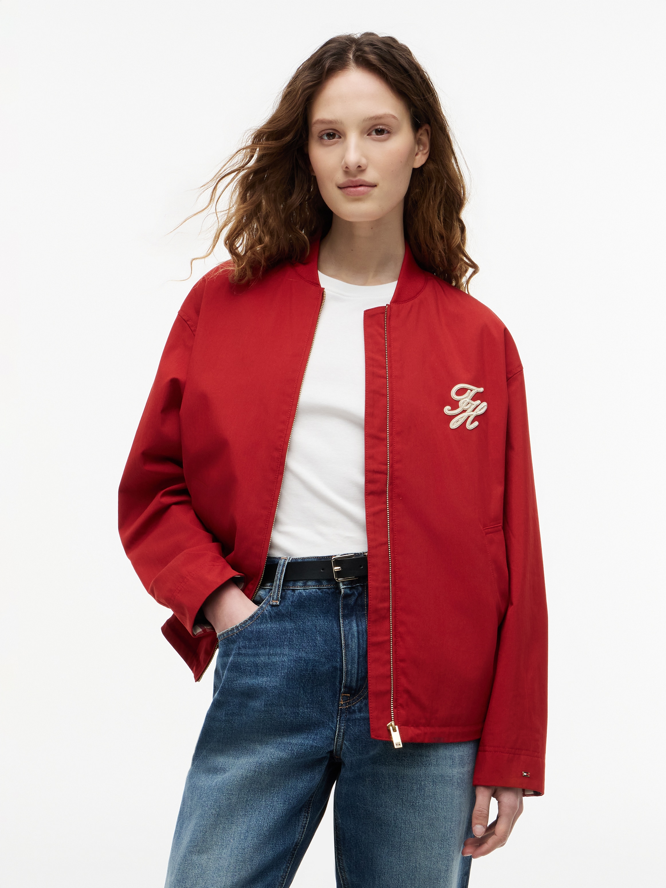 Tommy Hilfiger Bomberjacke "COTTON BOMBER" ohne Kapuze Baumwollmischung, mit Logostickerei