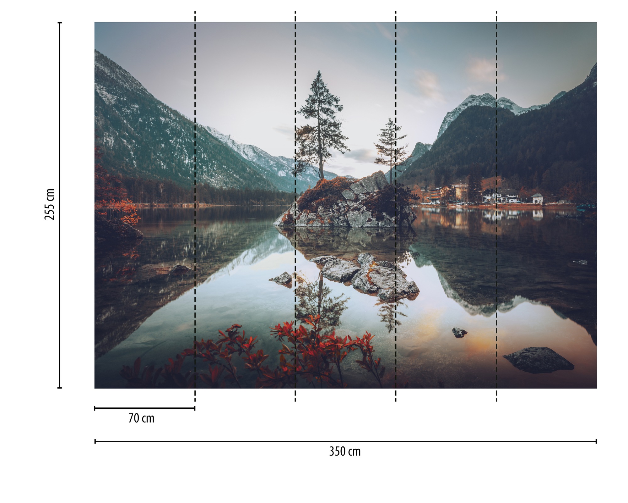 A.S. Création Vliestapete »Fototapete Alpenlandschaft am See Naturtapete« matt strukturiert