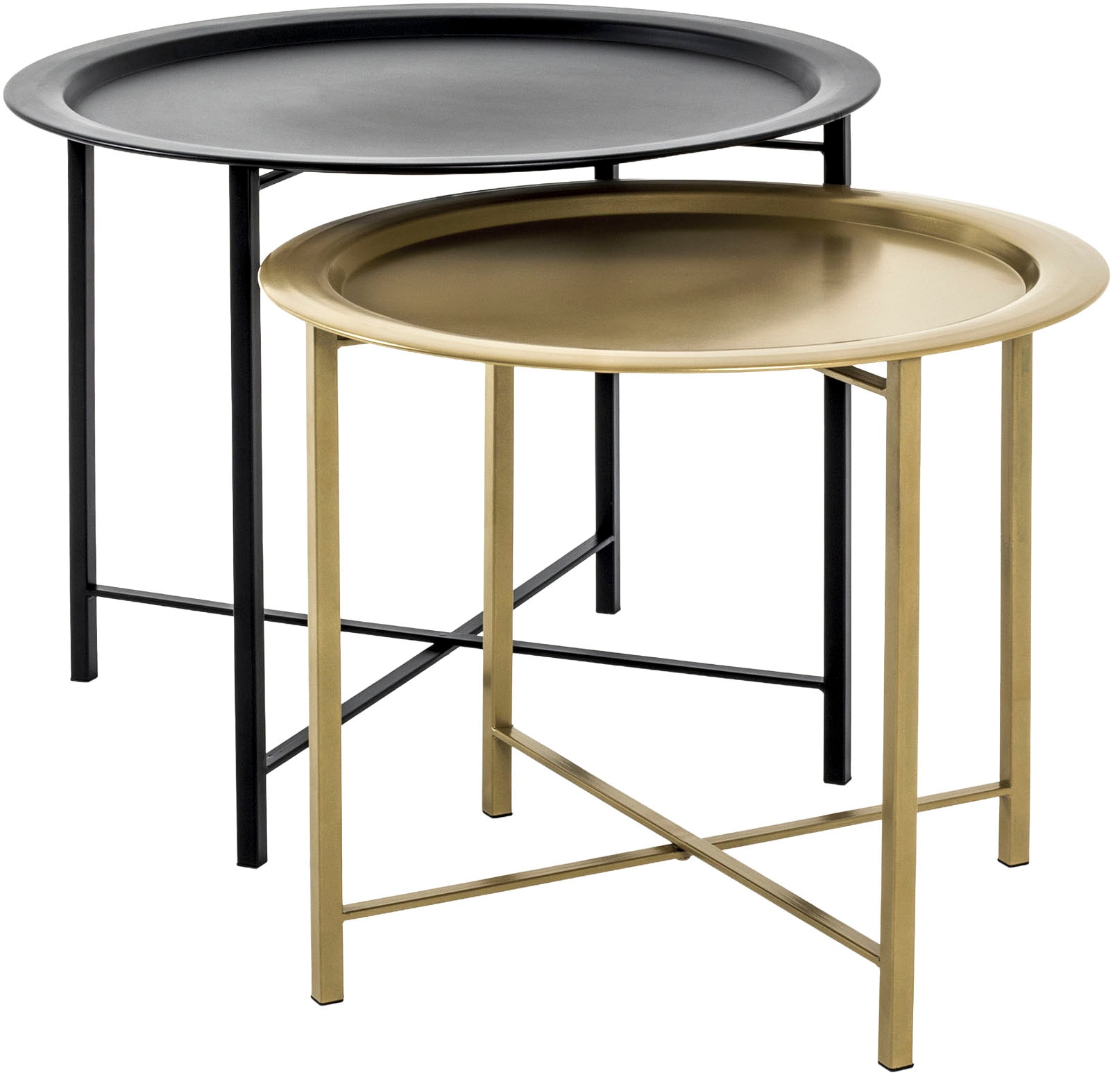 HAKU Couchtisch »Sofatisch, Wohnzimmertisch« Set, 2er Set, 2 Stk. tlg. rund - aus Metall Schwarz - Ø/H 52/44 und 62/49 cm