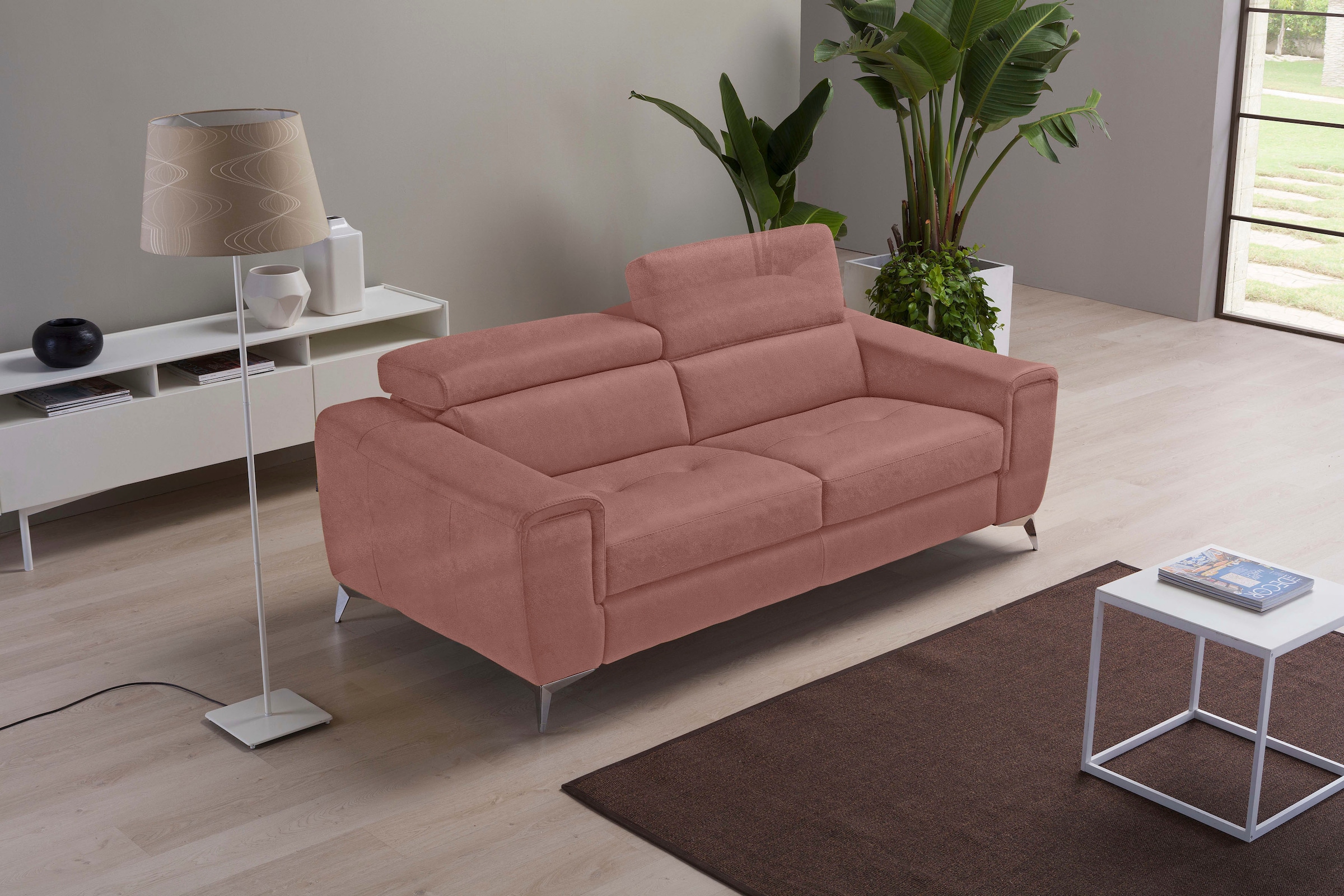 Egoitaliano 2,5-Sitzer »Francine, Designsofa, Loungesofa«, Kopfteile manuell verstellbar, mit edlen Metallfüßen