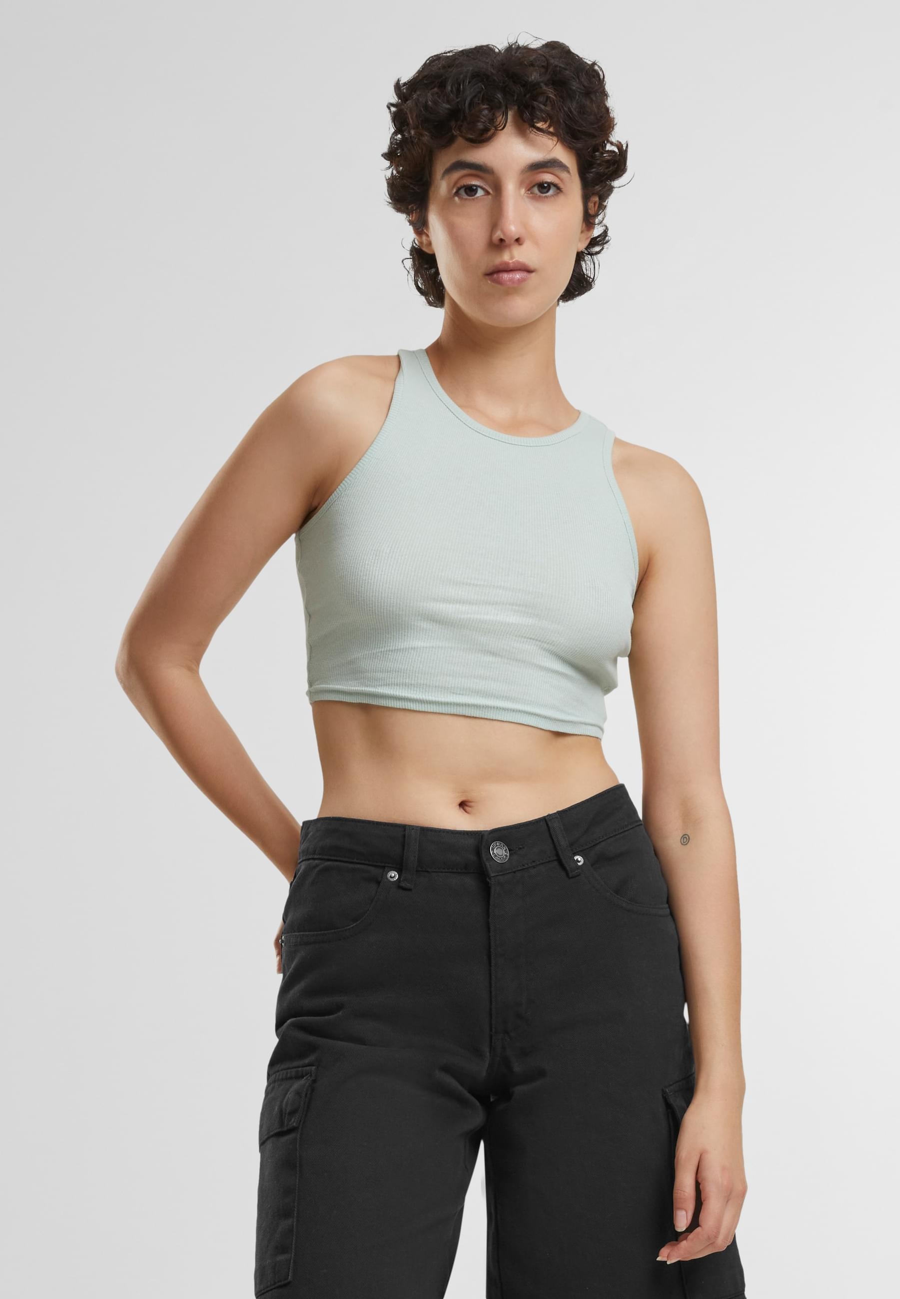 URBAN CLASSICS Muskelshirt »Urban Classics Damen Ladies Cropped Rib Top«, (1 tlg.)