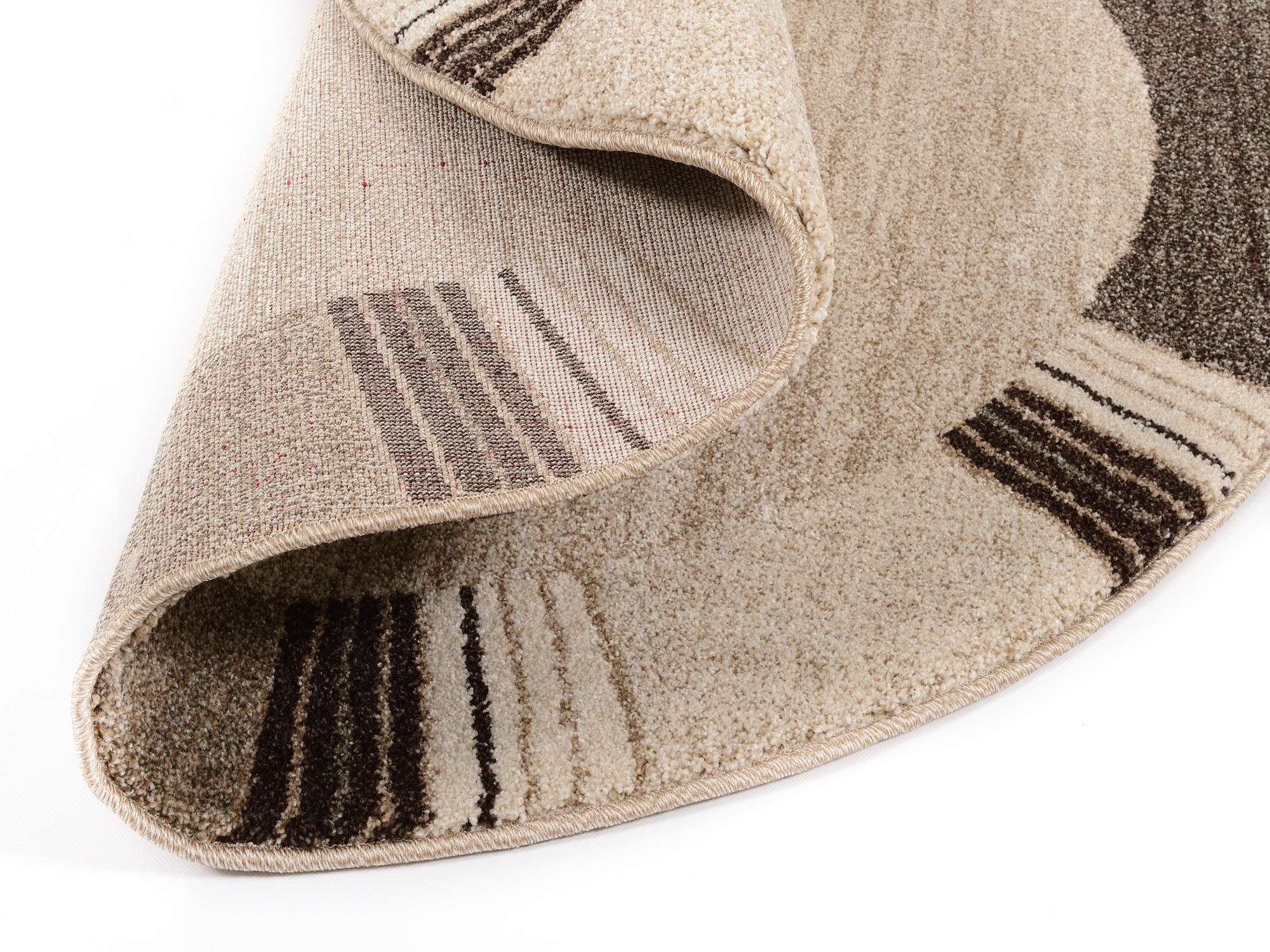 Teppich OCI DIE TEPPICHMARKE "CASTLE FLORA, auch in rechteckig", braun (braun, beige), H:20mm Ø:200cm, Polypropylen (PP), Teppiche, Teppich, dichter Frisé Kurzflor, farbiger Bordüre, Wohnzimmer, Schlafzimmer 2