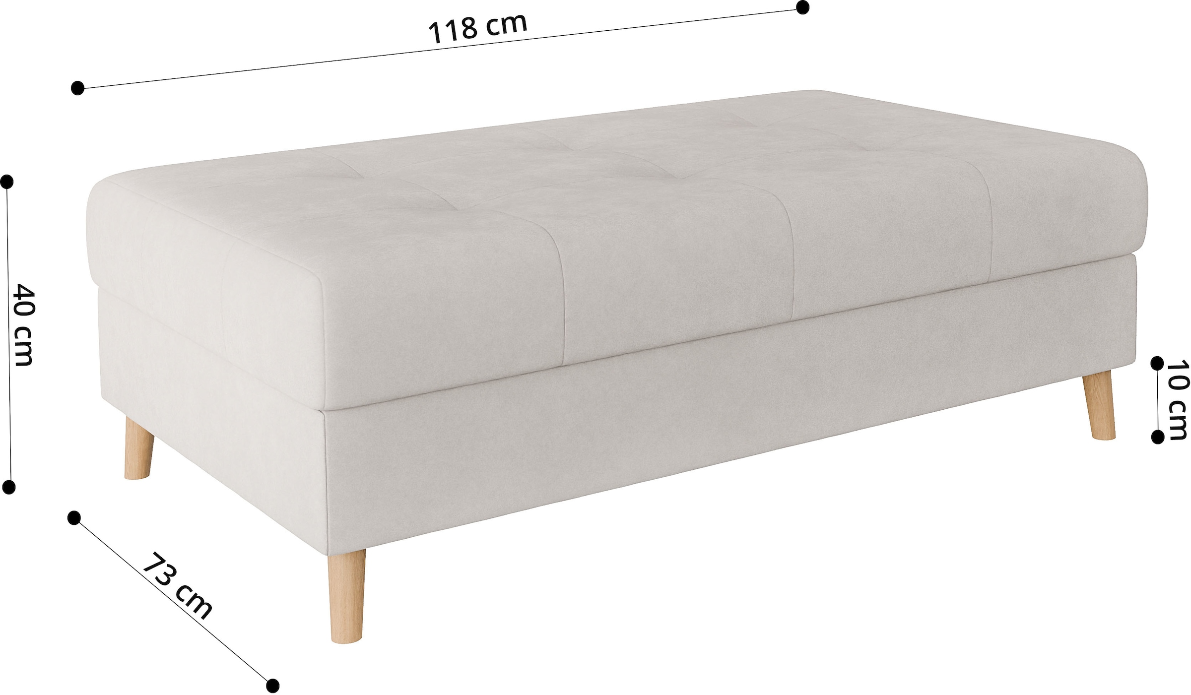 Home affaire Polsterhocker »CHARRE XXL, Steppung im Sitzbereich, Maße: B/T/H: 118/73/40 cm« passend zur Serie CHARRE, auch in Cord und Bouclé,