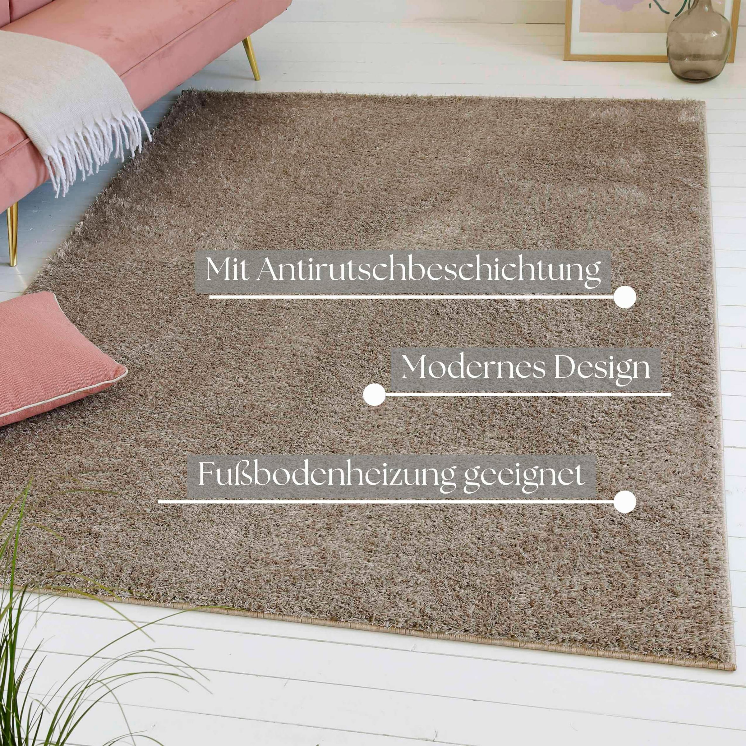 my home Hochflor-Teppich »Nickolas«, rund, 30 mm Höhe, Langflor, Shaggy, dichter weicher Hochflor, uni farben, Wohnzimmer