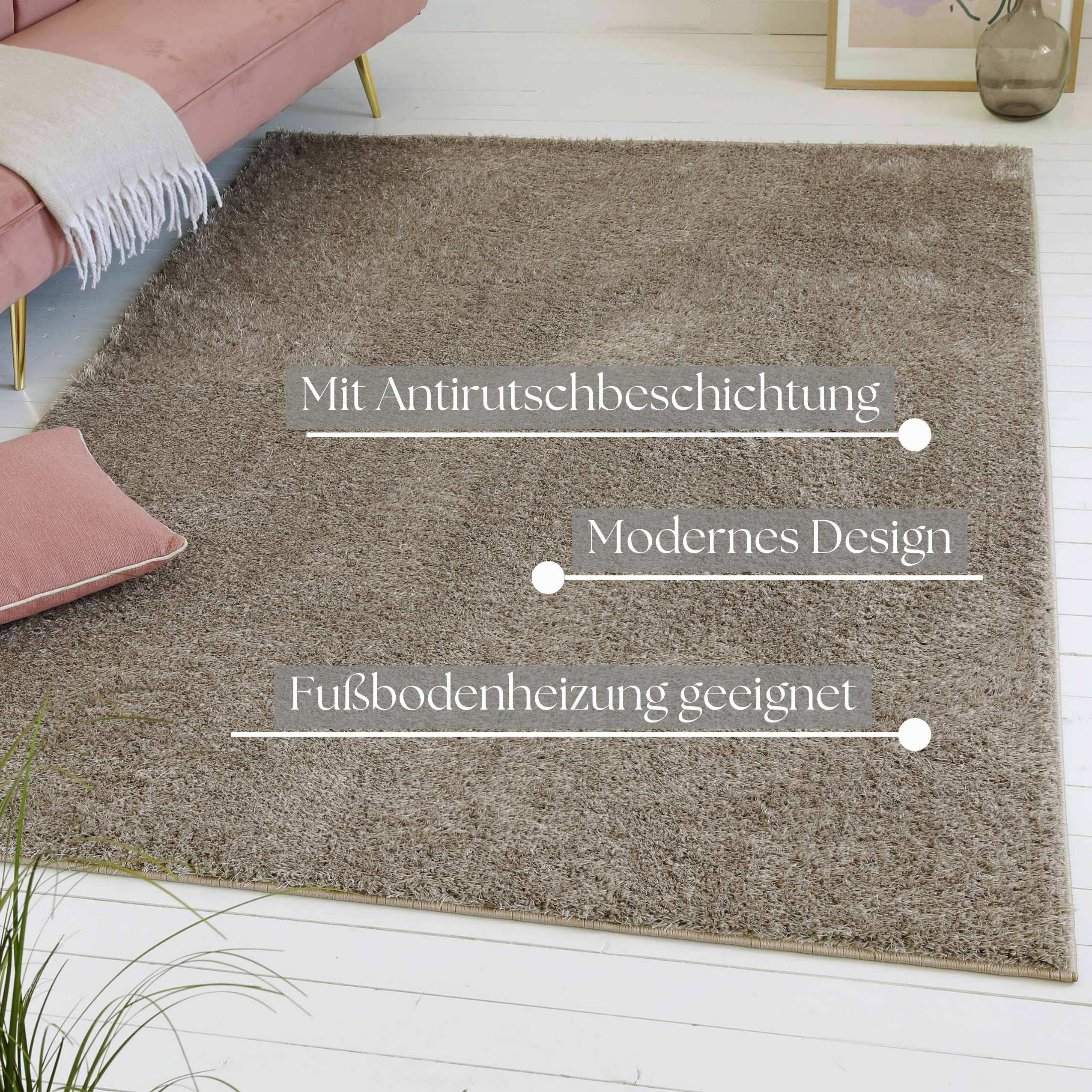 Thumbnail - my home Hochflor-Teppich "Nickolas, auch als Läufer erhältlich", rechteckig, 30 mm Höhe, Langflor, Shaggy, weicher Hochf...