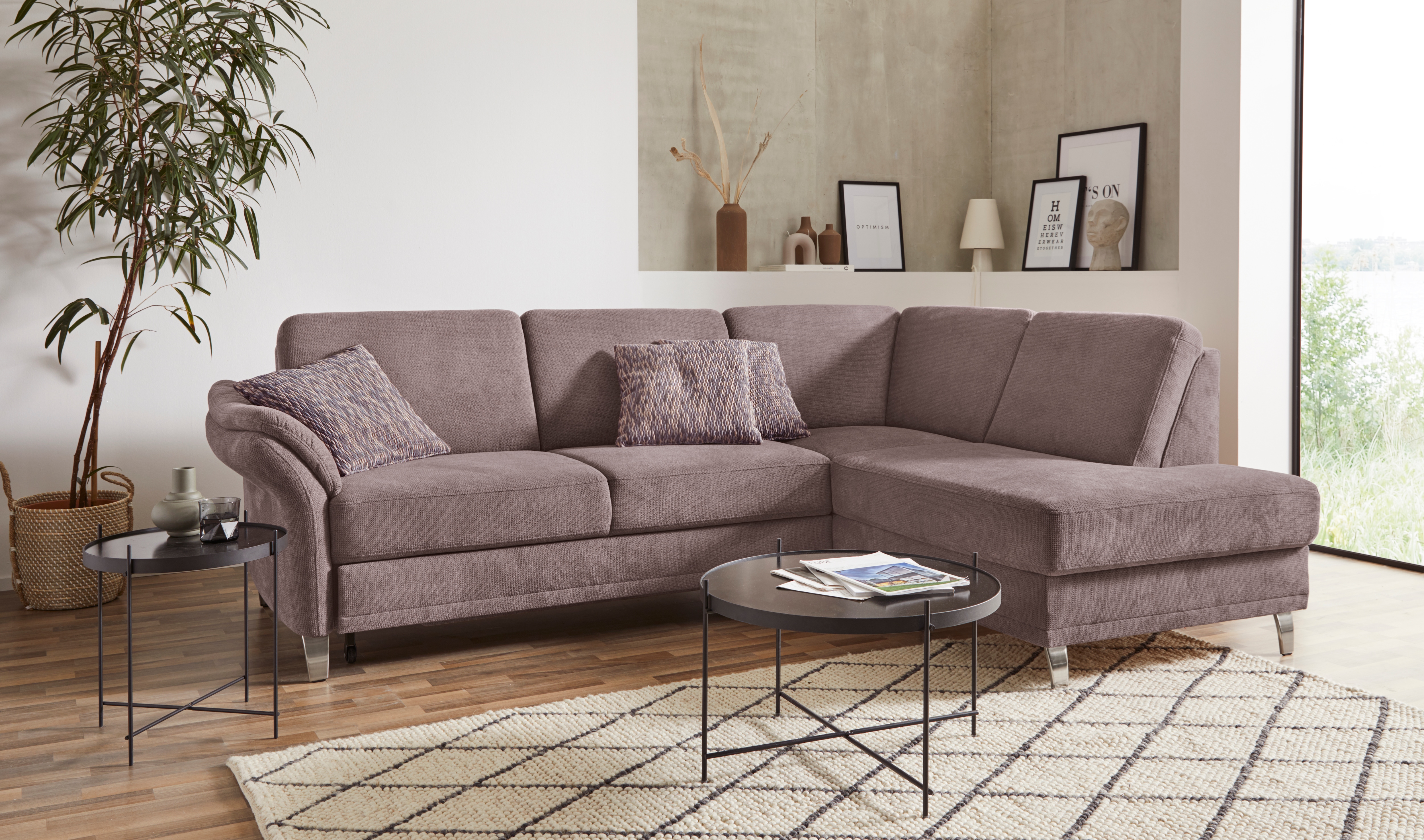 sit&more Ecksofa "Clio L-Form" wahlweise mit Schlaffunktion und Bettkasten, inklusive Federkern