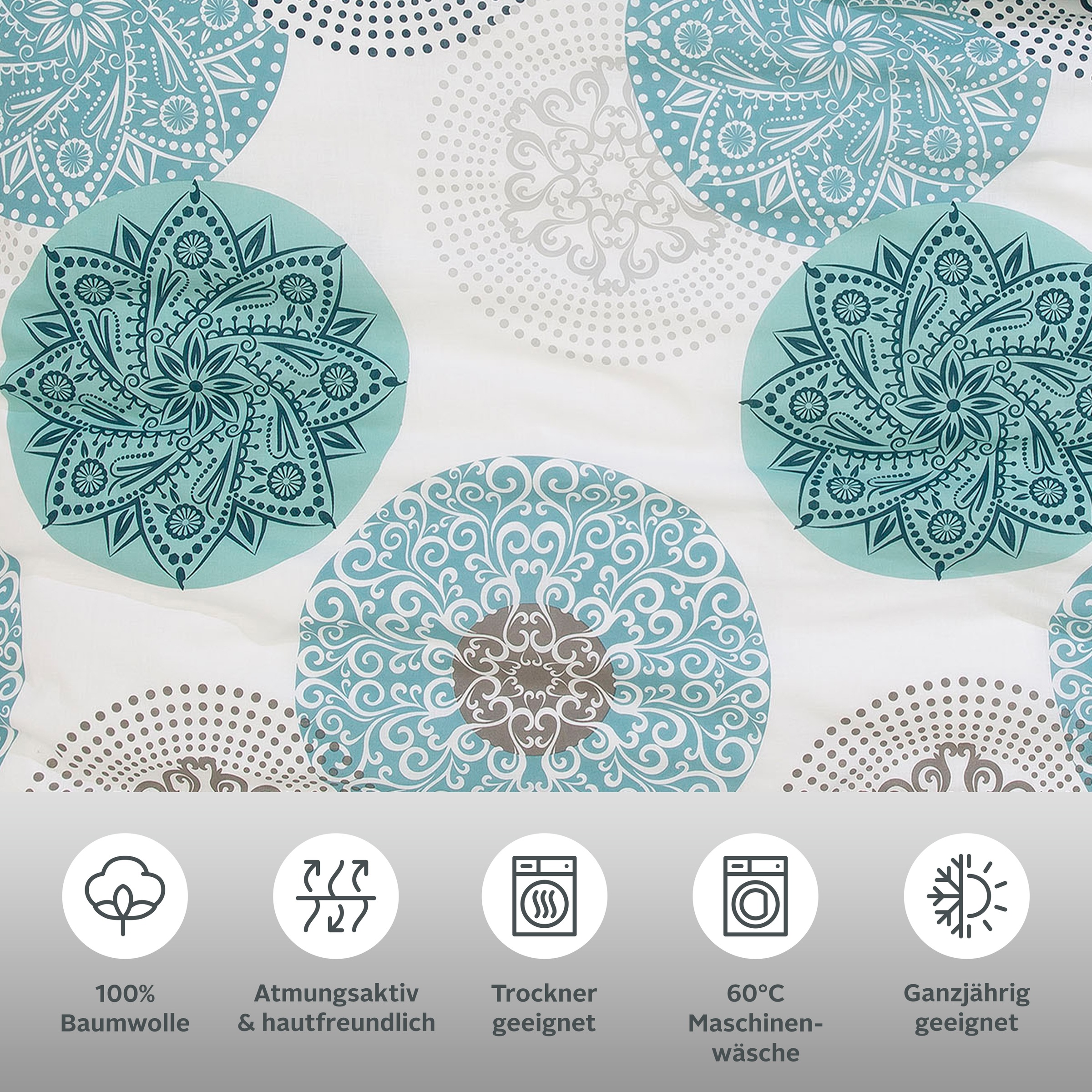 Thumbnail - my home Bettwäsche "Tesso in Gr. 135x200, 155x220 oder 200x200 cm" 2 Stk. Bettwäsche mit Ornamenten und in verschiedenen...