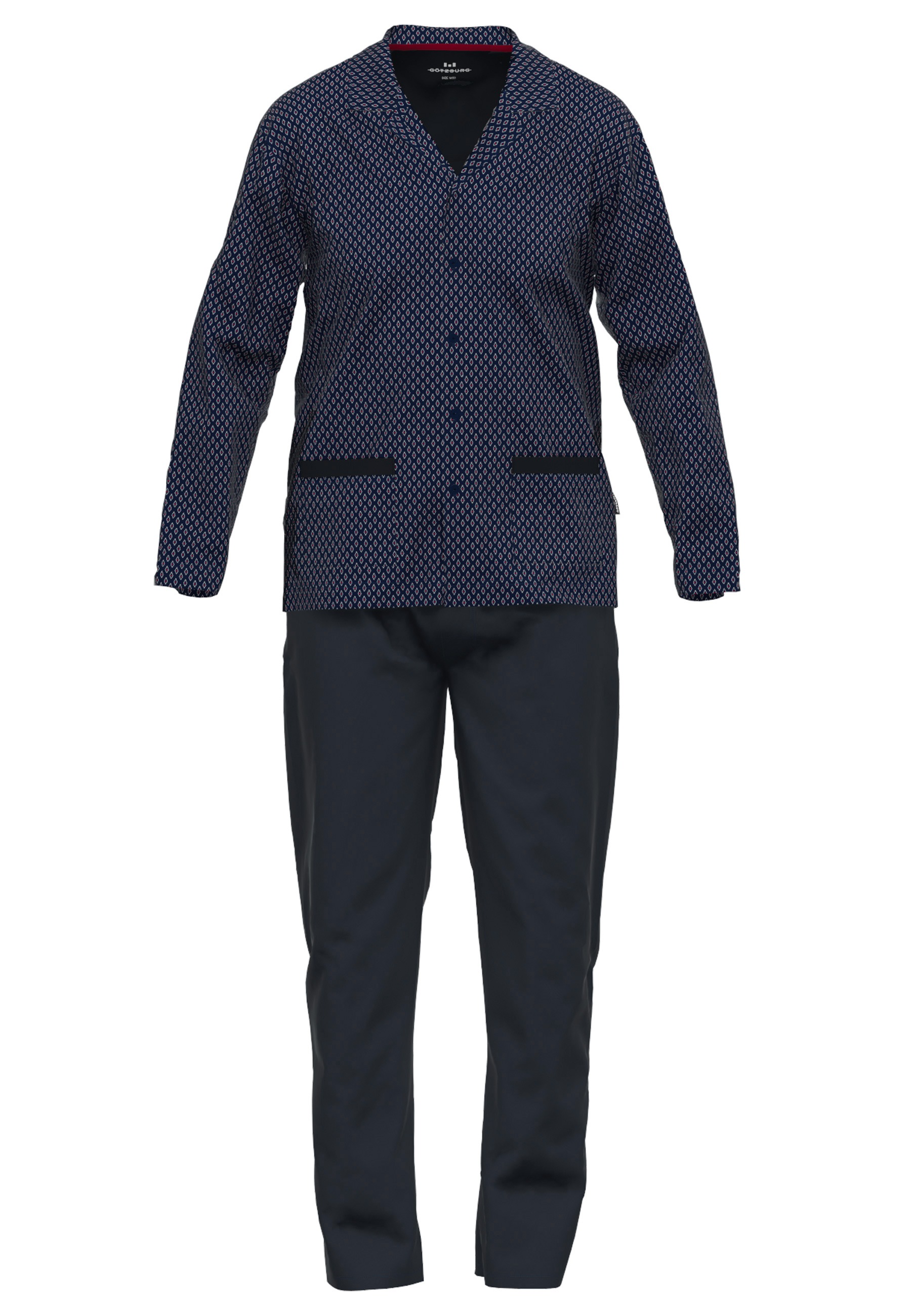 GÖTZBURG Pyjama "Manhattan" 2 tlg. mit Kragen, Langarm, V-Ausschnitt, lange günstig online kaufen