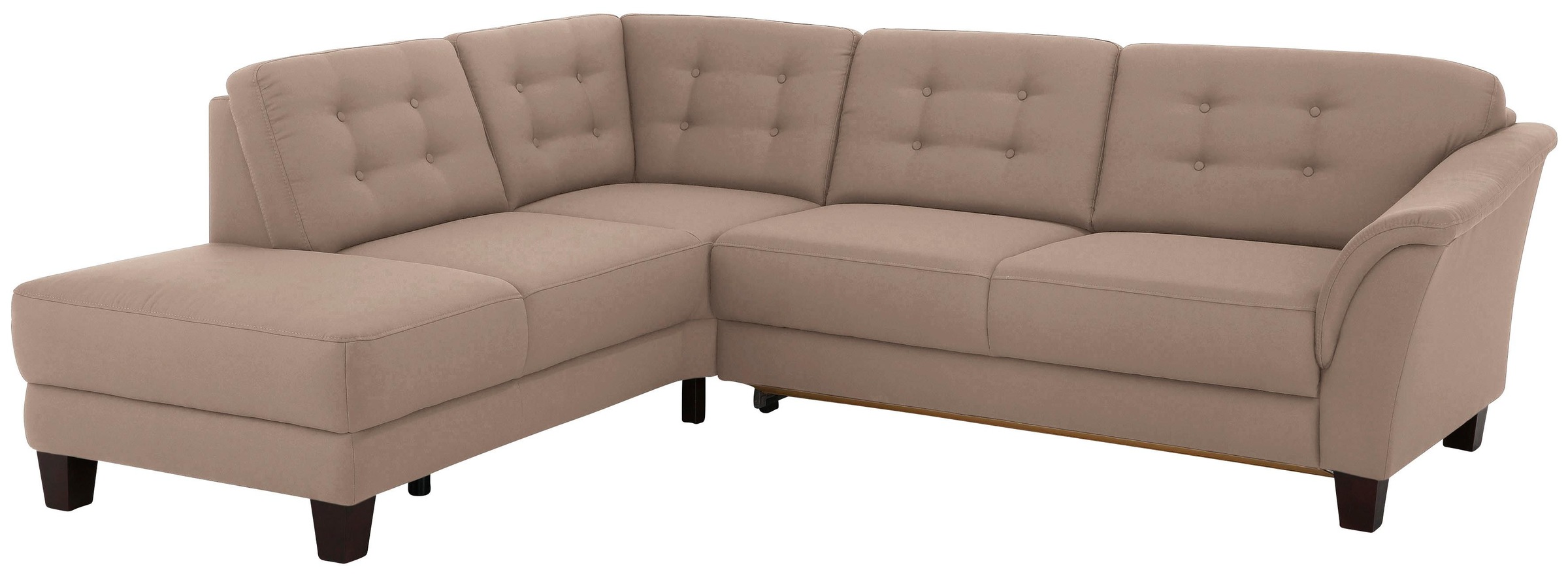 Home affaire Ecksofa »Trondheim L-Form« mit Federkern und Knopfheftung im Rücken, Füße Buche dunkel