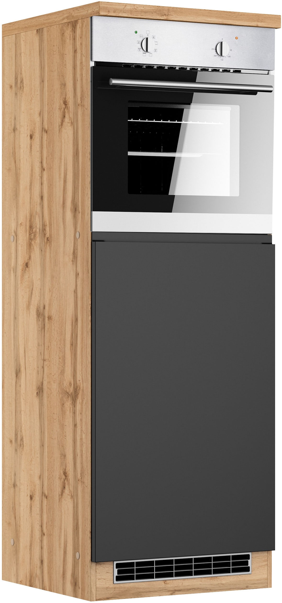KOCHSTATION Backofen/Kühlumbauschrank "KS-Virginia,neu in verbesserter Ausführung" Arbeitsplatte 38 mm stark, Stauraum, Softclose, Maße (B/H/T): ca. 60/166/60 cm, Türanschlag frei wählbar
