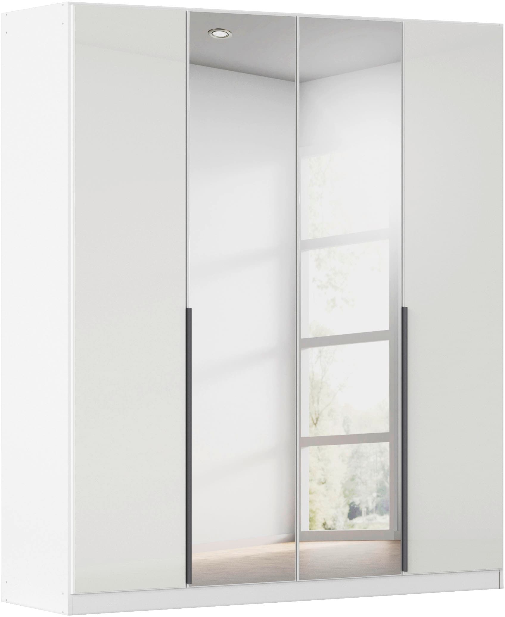 OTTO home Drehtürenschrank "Kleiderschrank Schrank Garderobe AGORDO mit Glasfront und Spiegel" in zwei Griff-Farben, Breiten 91-405 cm, durchdachte Innenausstattung, in 8 Breiten und 2 Höhen MADE IN GERMANY