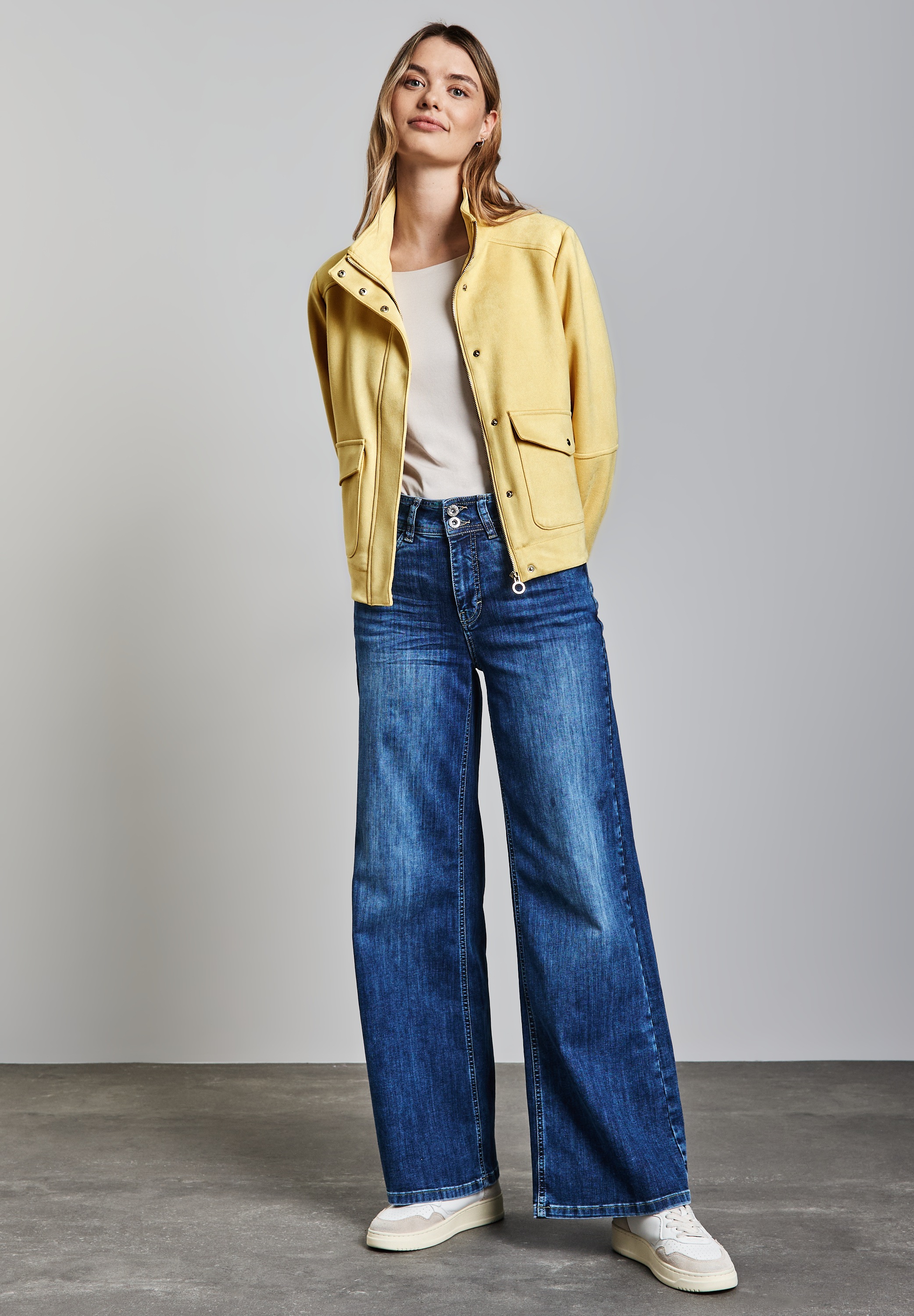 STREET ONE Lederimitatjacke, ohne Kapuze, aus softem Materialmix