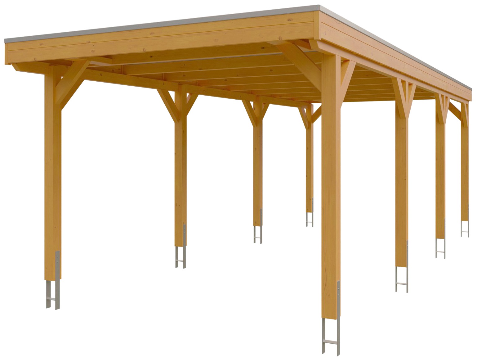Skanholz Einzelcarport »Grunewald«, hellbraun, mit Aluminiumdach