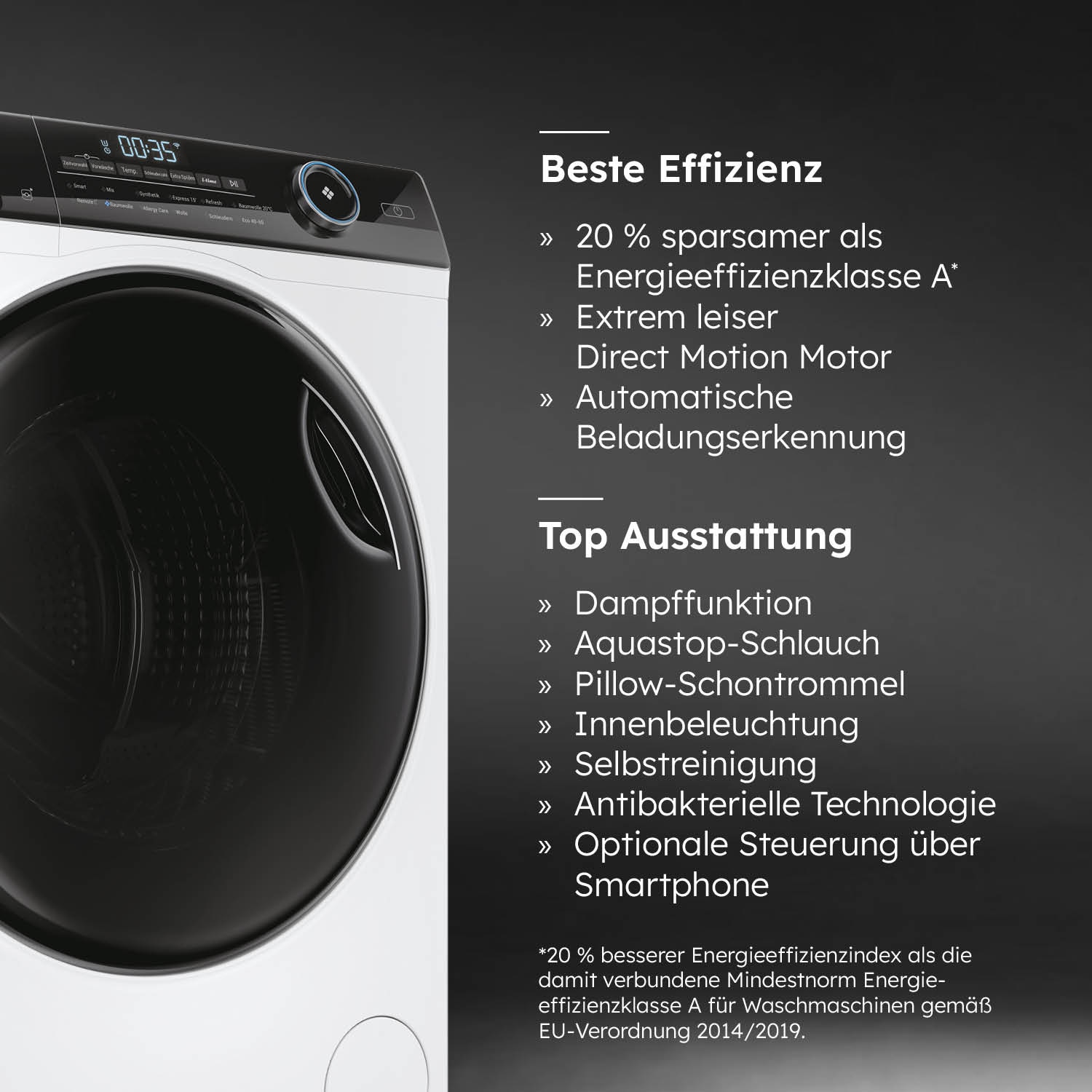 Haier Waschmaschine »HW80-B14959EU1«, 8 kg, 1400 U/min, 8 kg, 1400 U/min, Flüsterleiser Motor, Antibakterielle Technologie