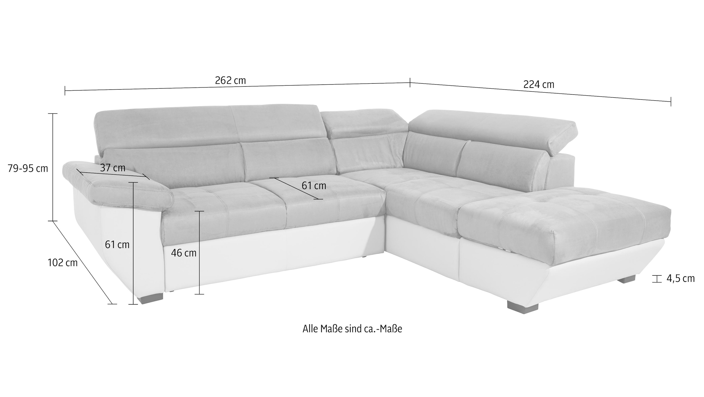 COTTA Ecksofa »Speedway L-Form«, mit Kopfteilverstellung, wahlweise mit Bettfunktion & Bettkasten