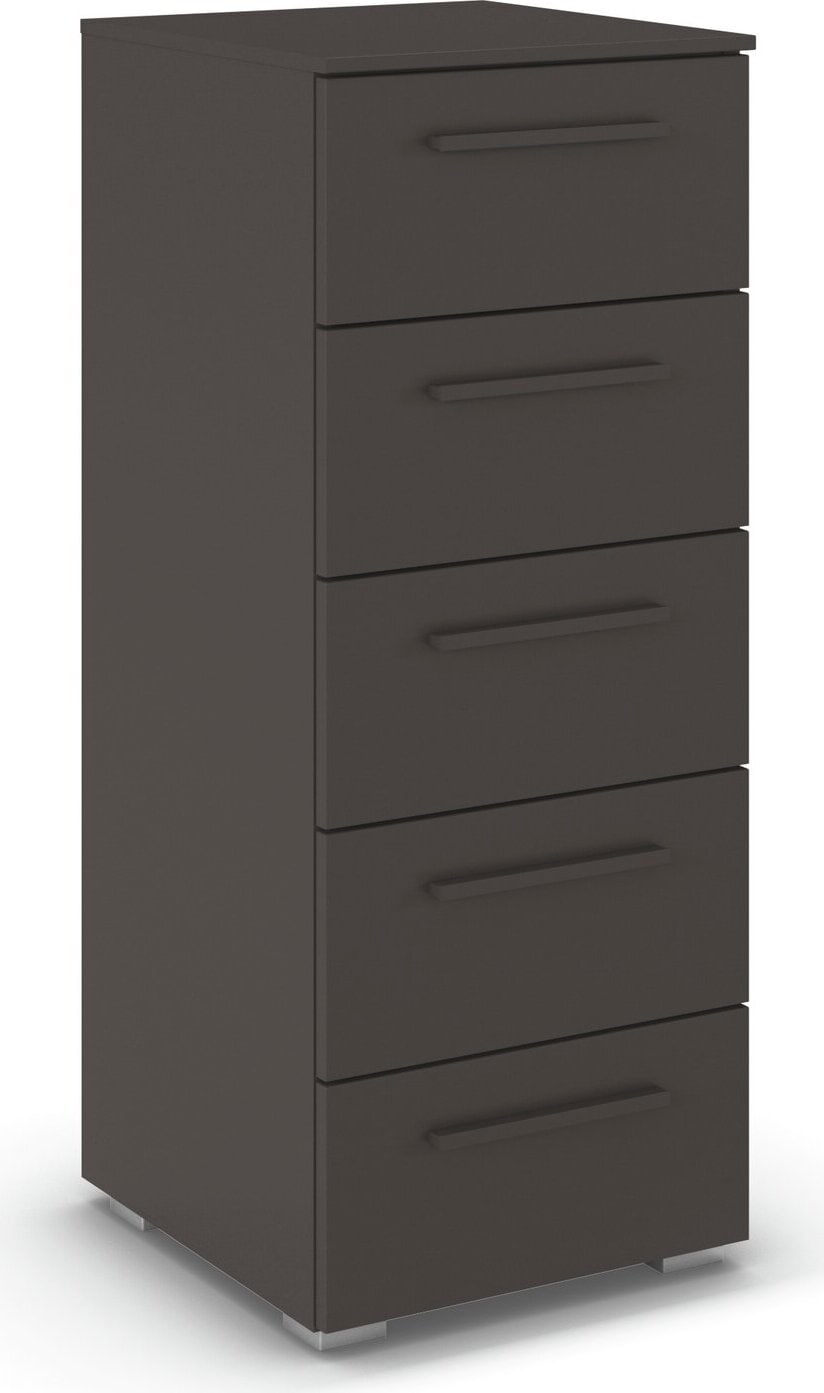 rauch Schubkastenkommode "Highboard Sideboard Kommode MONTCLAR Frontauswahl Dekor/Hochglanz/Glas" in 2 Breiten: 40 oder 80 cm / Höhe 100 cm, inkl. Soft-Close-Funktion, mit 5 geräumigen Schubladen, viele Griffvarianten MADE IN GERMANY