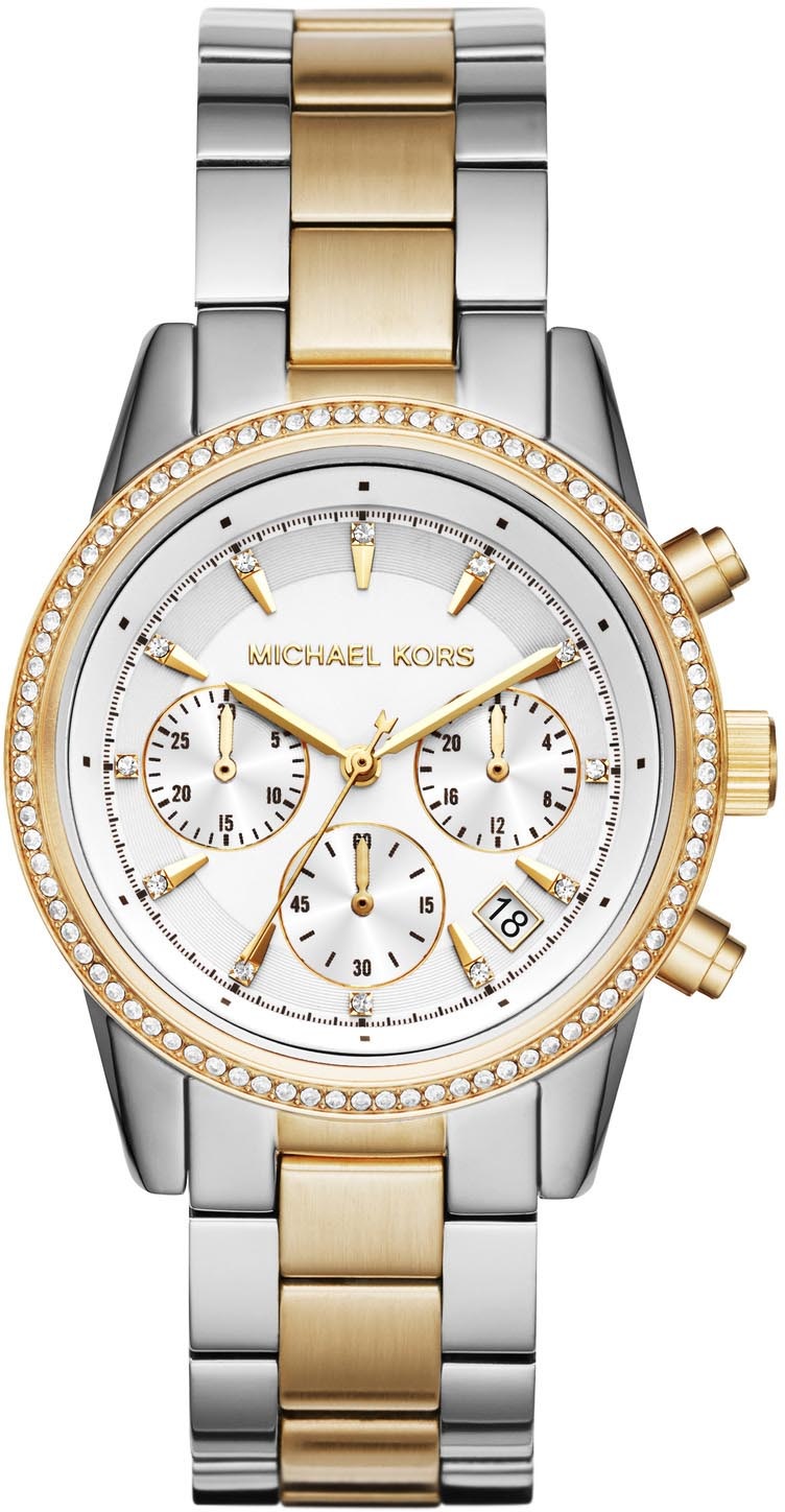 Chronograph MICHAEL KORS "BRYANT", silber (silberfarben, goldfarben), Armbanduhren, Damen, Chronograph, Quarzuhr, Armbanduhr, Damenuhr, Stoppfunktion, Edelstahlarmband 2