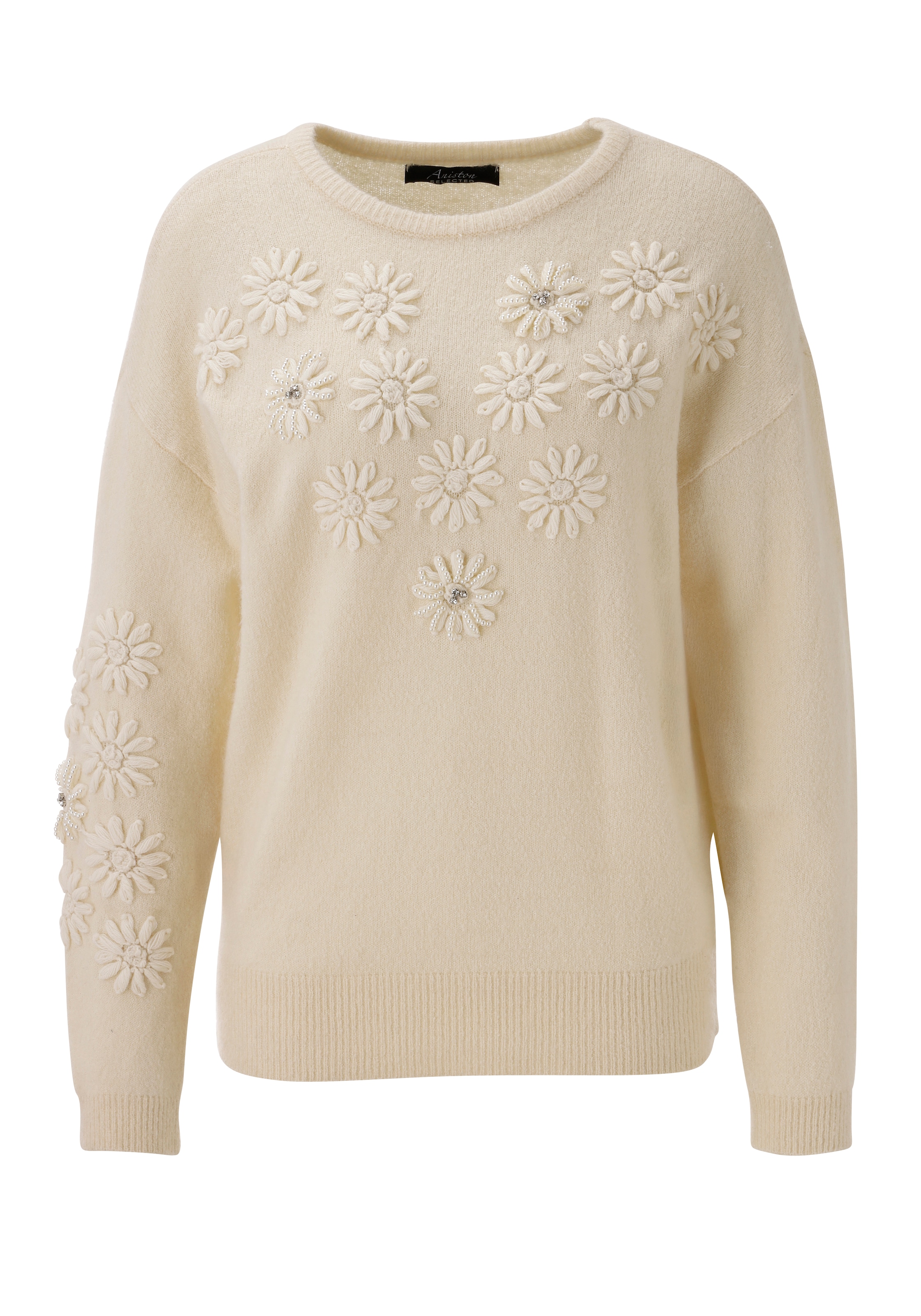 Aniston SELECTED Strickpullover mit Glitzersteinen und Kunstperlen verziert - NEUE KOLLEKTION