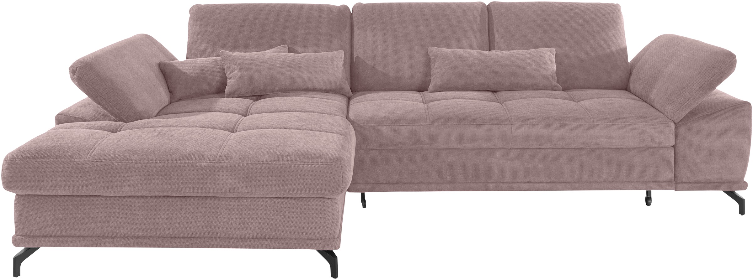 Places of Style Ecksofa Costello, mit Sitztiefenverstellung und Armlehnfunktion, incl. 3 Nierenkissen