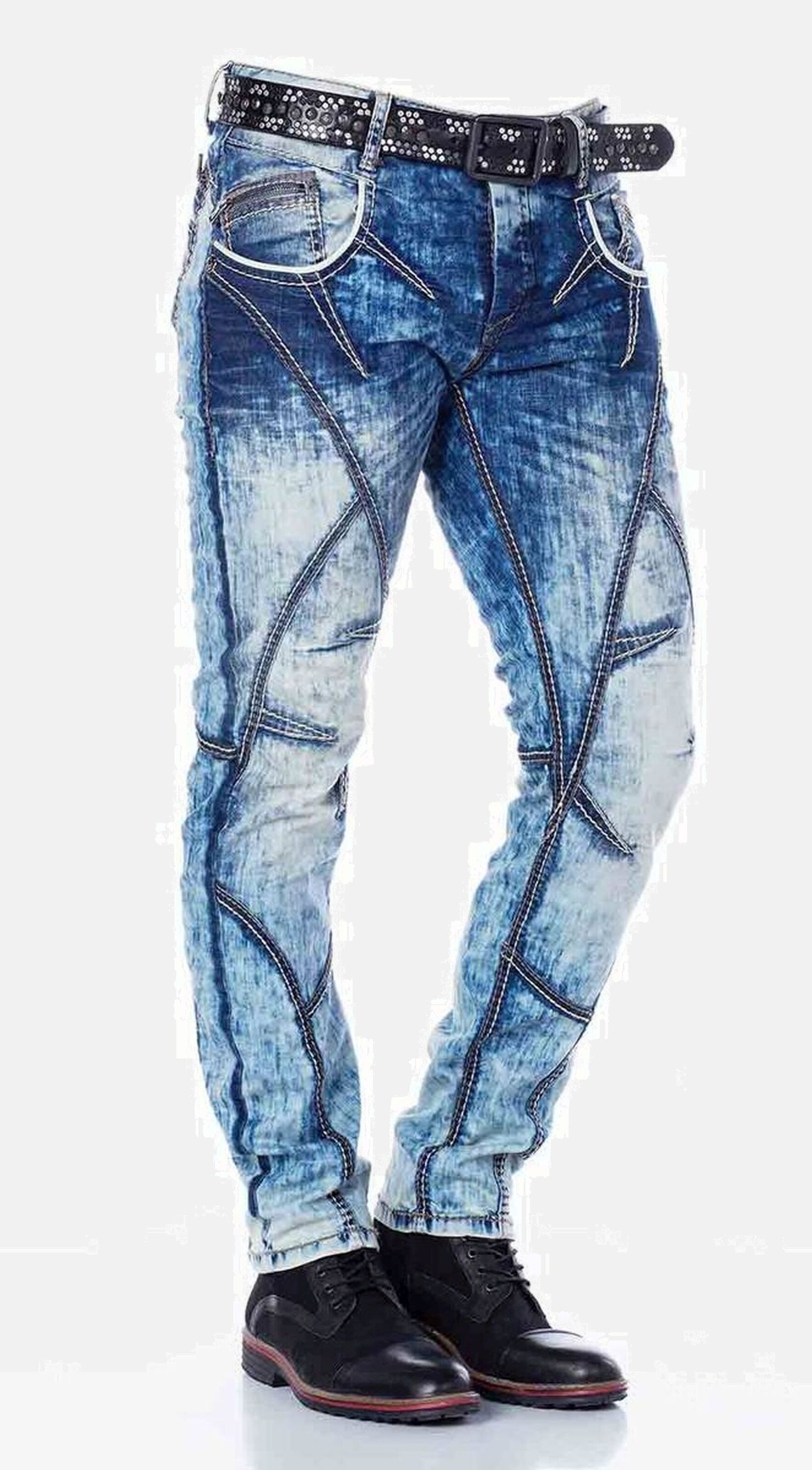 Cipo & Baxx 5-Pocket-Jeans »Jeans«, mit cooler Waschung und Ziernähten, CD269