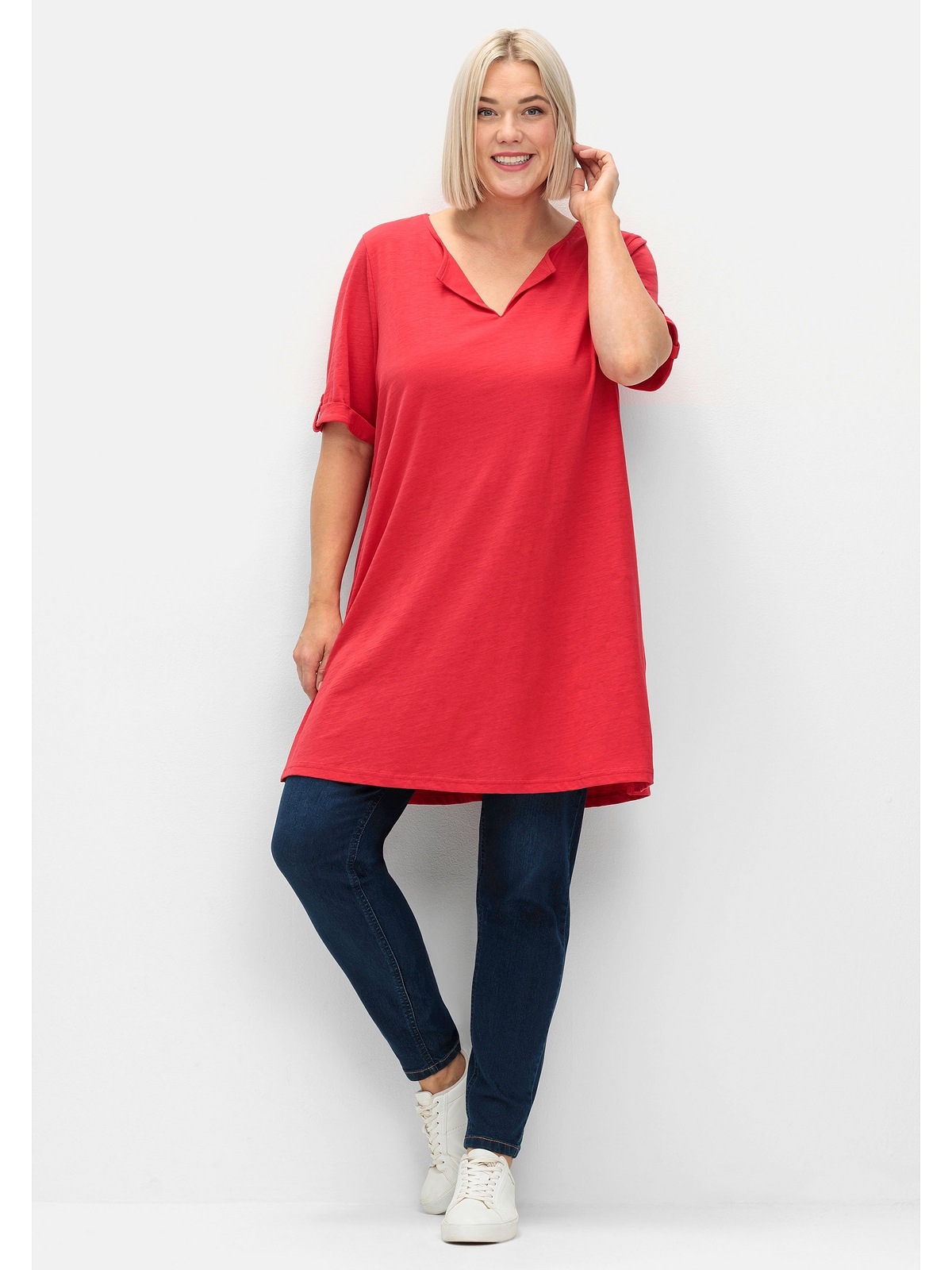 Sheego Longshirt »Große Größen«, mit geschlitztem Ausschnitt