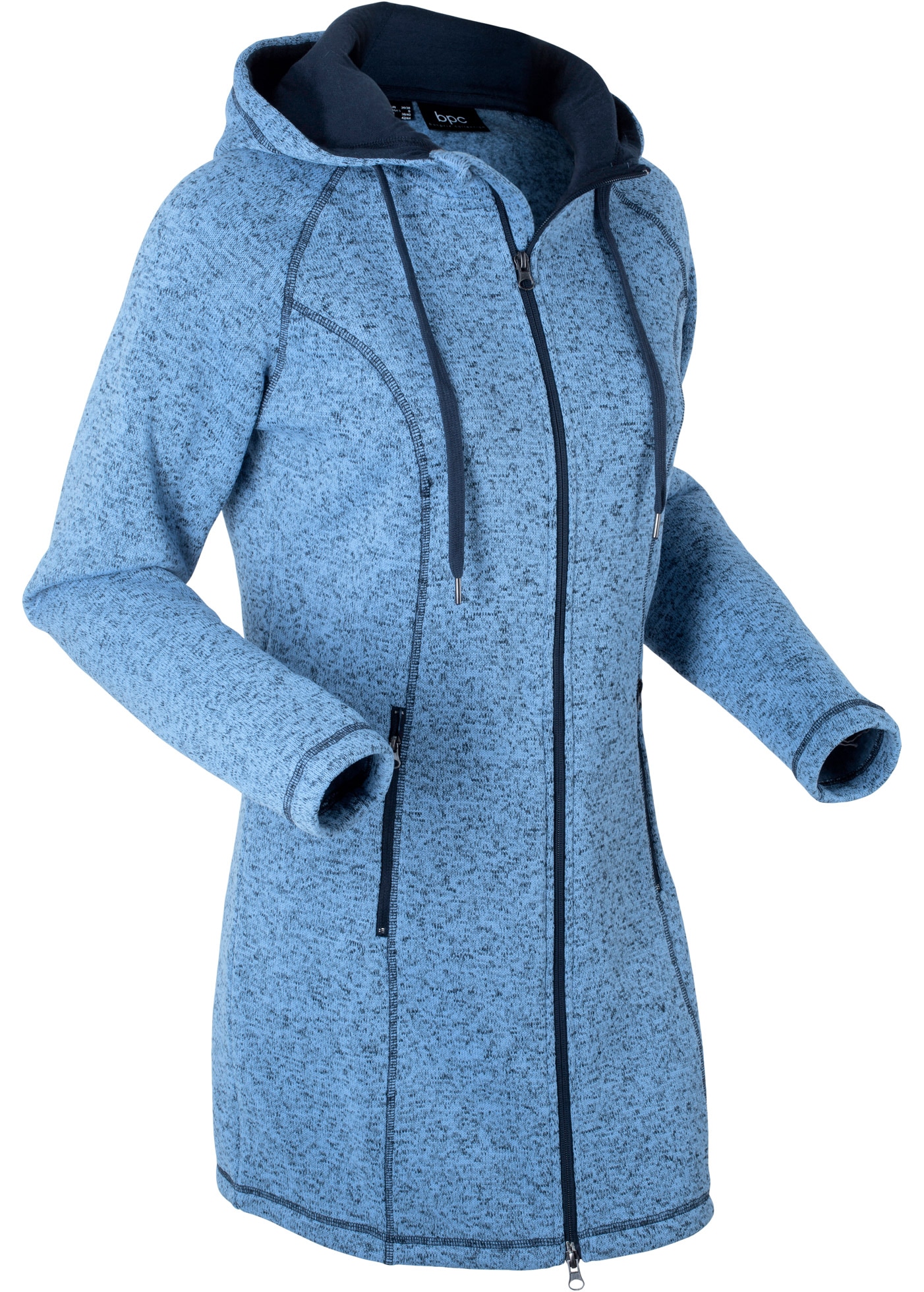 bonprix Strickfleecejacke mit Kapuze mit Kapuze mit Kordelzug, Reißverschlusstaschen