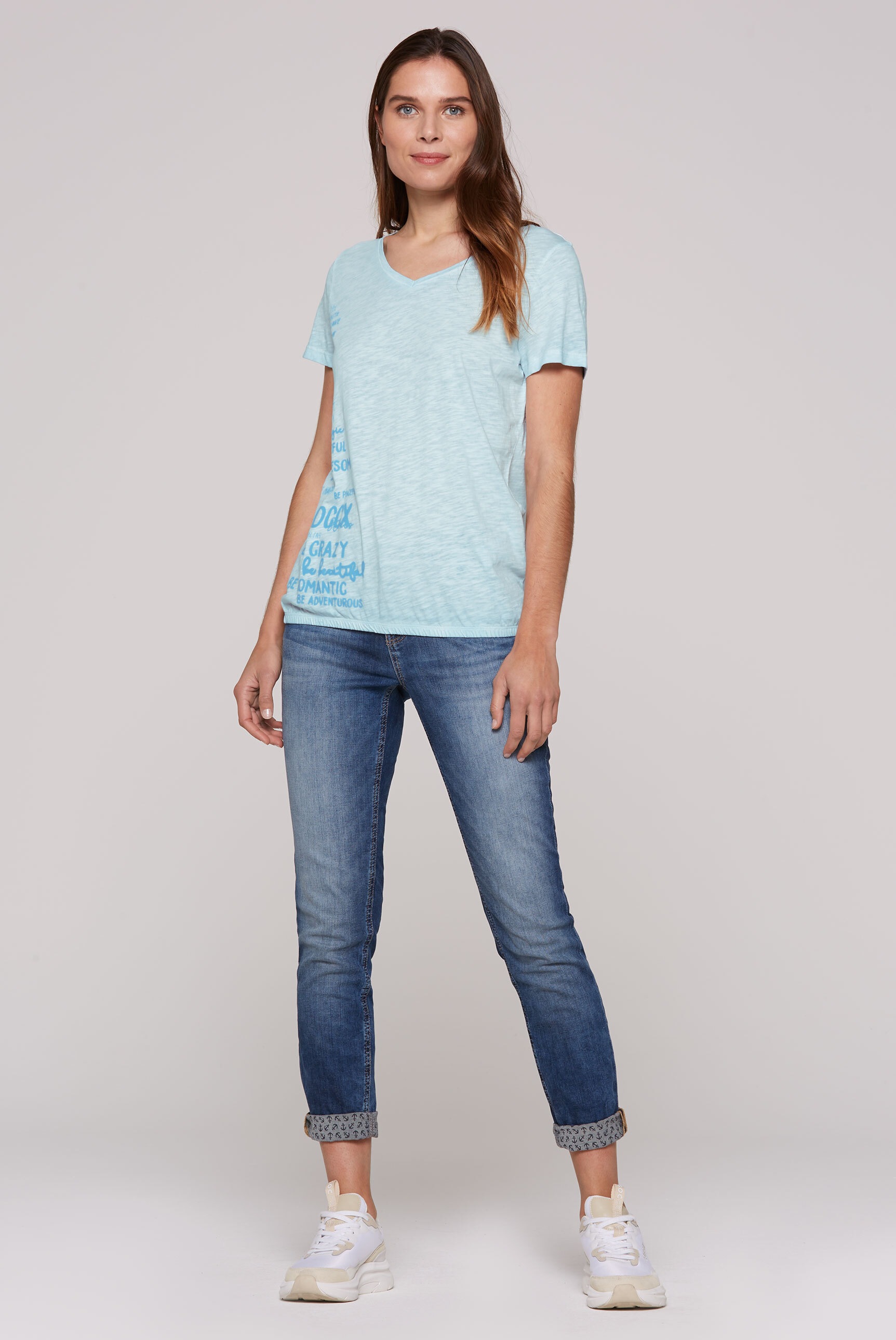 SOCCX V-Shirt, mit Gummizug im Saum