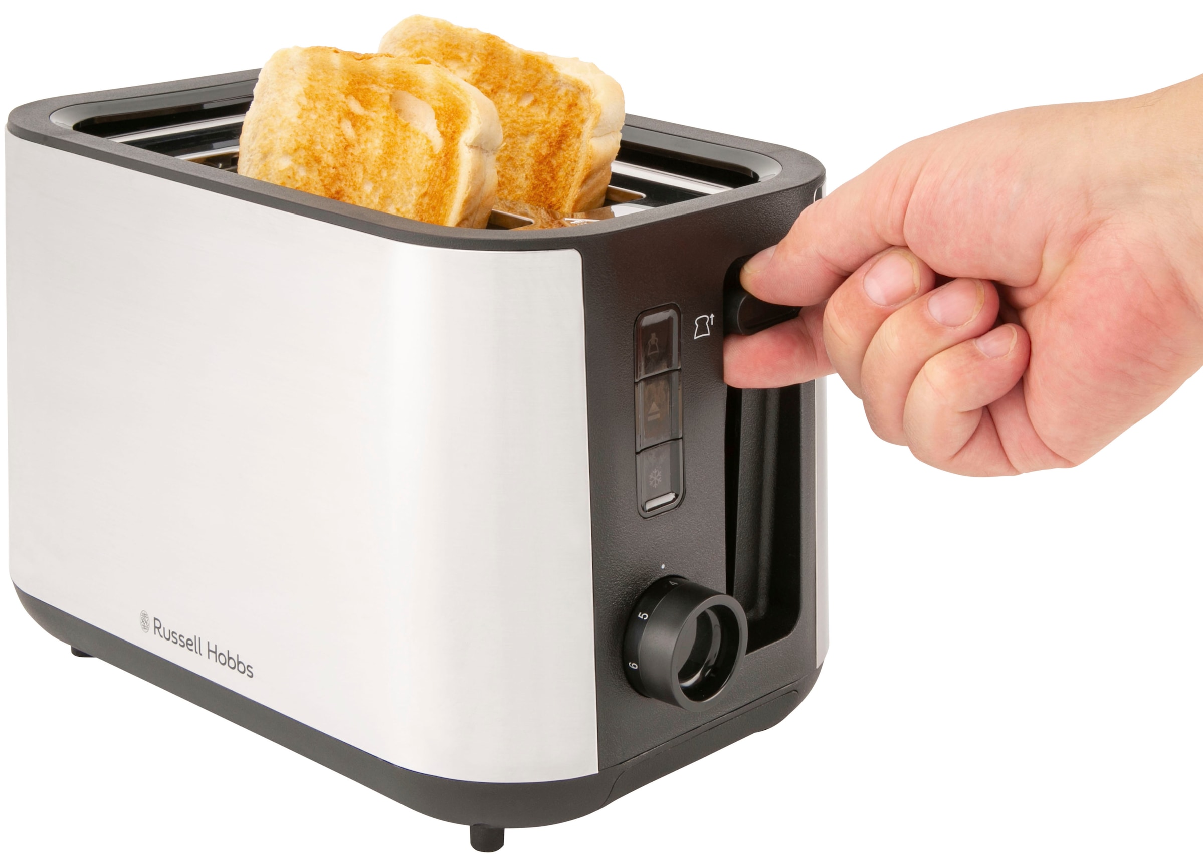 RUSSELL HOBBS Toaster »Heaton 27390-56, Edelstahl«, 2 kurze Schlitze, 2 extra breite Toastschlitze, 6 Bräunungsstufen, inkl. Brötchenaufsatz