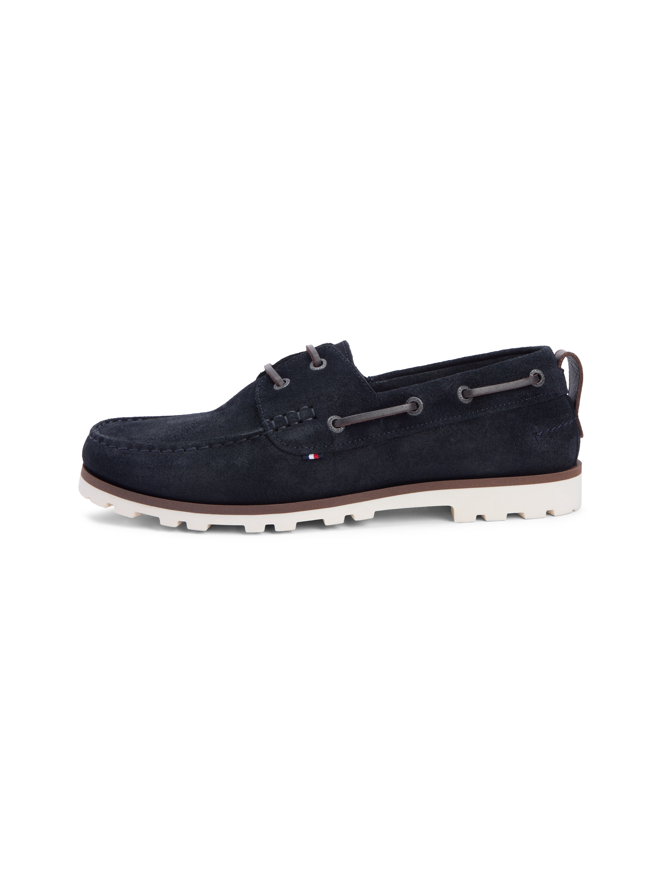 Bootsschuh TOMMY HILFIGER "HILIFGER LIGHT SDE BOAT SHOE", Herren, Gr. 41, dunkelblau, Veloursleder, unifarben, Schuhe Bootsschuh, Schnürschuh, Halbschuh mit Durchzügen und Ösen 3